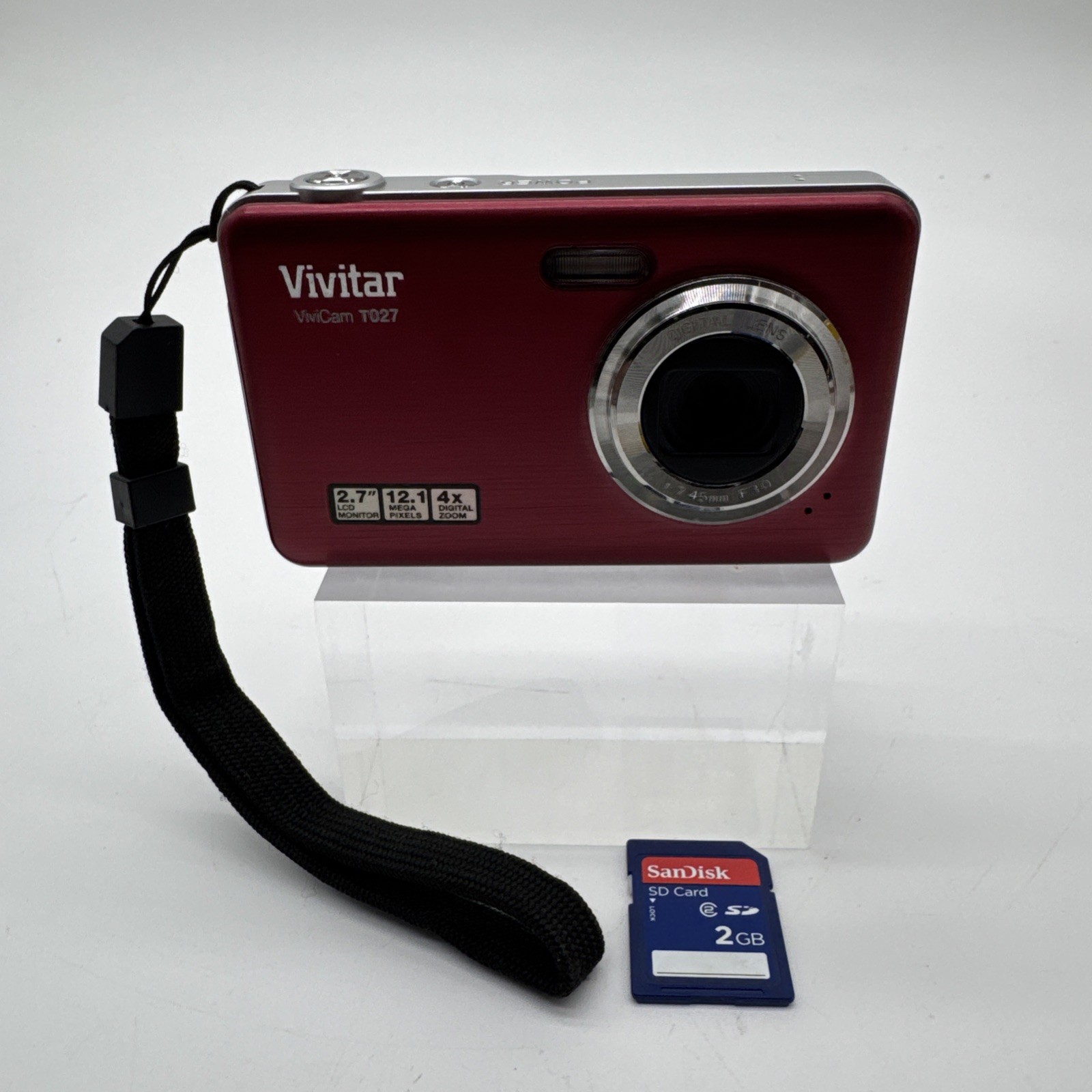 (A) Vivitar ViviCam T027 Red 12.1MP 4x Zoom Compact Digital Camera & 2GB SD Card (A) Vivitar ViviCam T027 Red 12.1MP 4x Zoom Compact Digital Camera & 2GB SD Card
