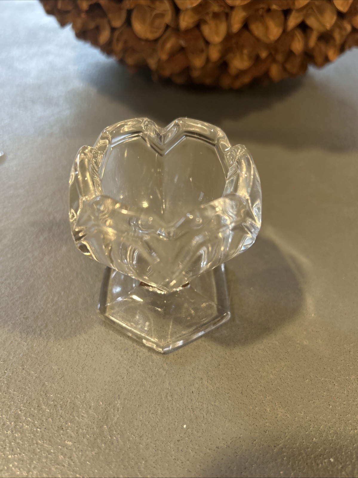 Vintage Glass Salt Dip Hexagon Pedestal Round Bottom 1900s See Photos