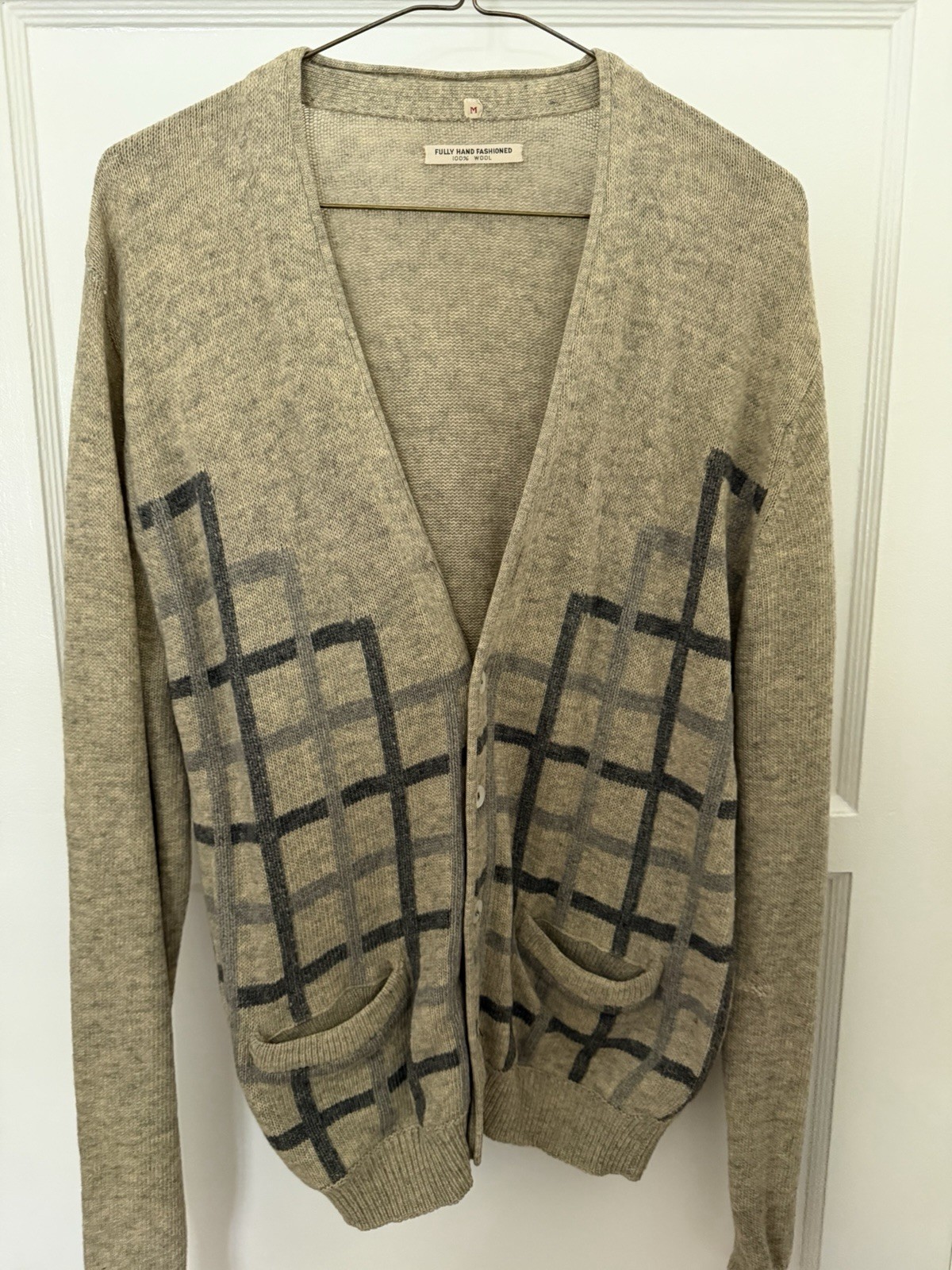Vintage 50s Wool Cardigan Mens Size M Grunge Kurt Cobain Rockabilly Geometric Vintage 50s Wool Cardigan Mens Size M Grunge Kurt Cobain Rockabilly Geometric