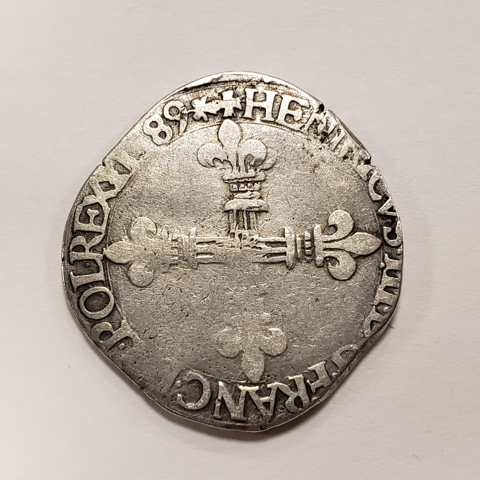 1589 France 1/4 Ecu King Henri IV 9.6 grams Silver ASW - SKU-Q2671