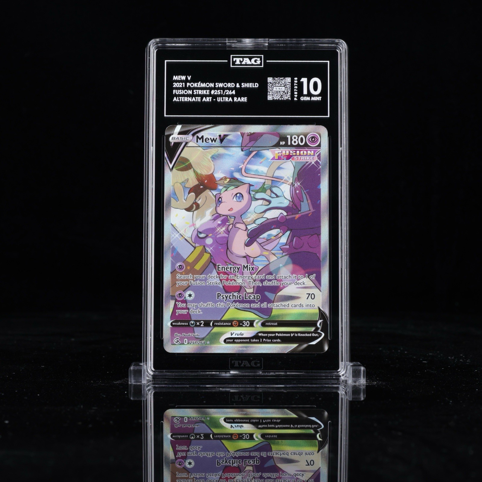 2021 Pokemon SWSH Fusion Strike Ultra Rare #251 Mew V TAG 10 GEM MINT