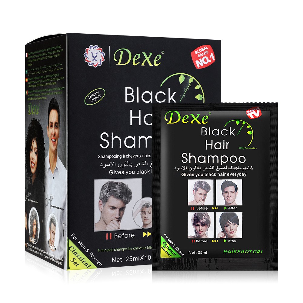 10-100x DEXE Black Hair Shampoo Natural Instant 5-Min Hair Color Dye for Unisex