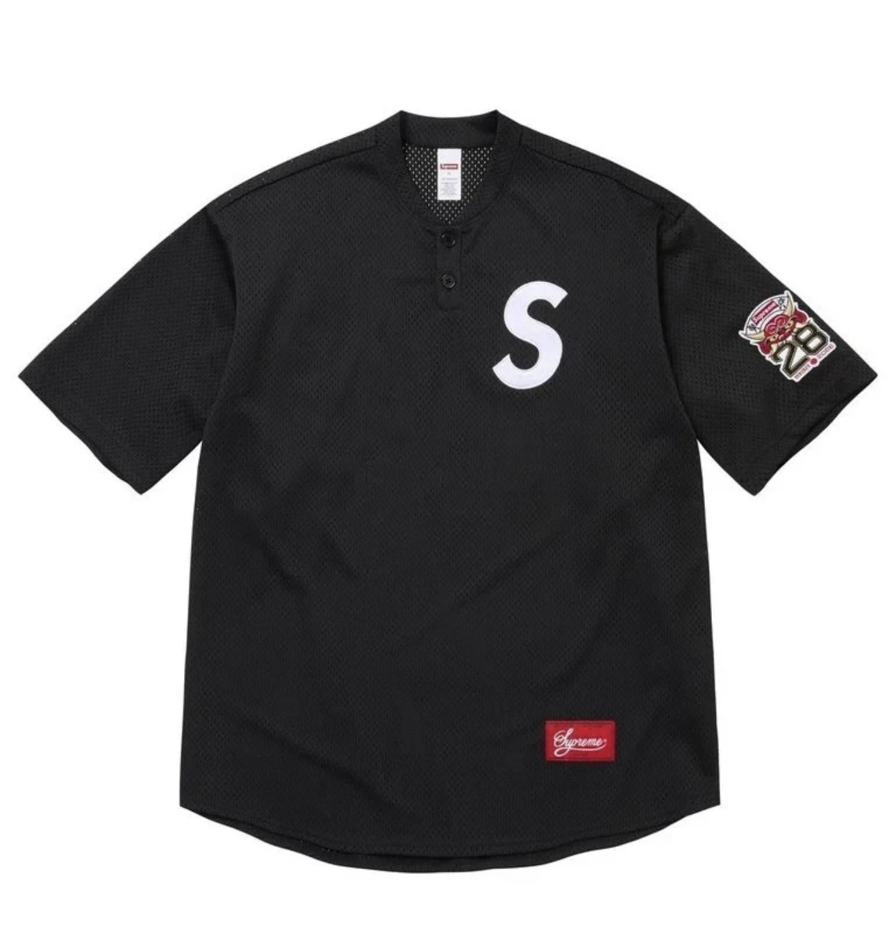 Supreme Shop S Logo Baseball Henley - Black - Tokyo - Large - SS26 Supreme Shop S Logo Baseball Henley - Black - Tokyo - Large - SS26