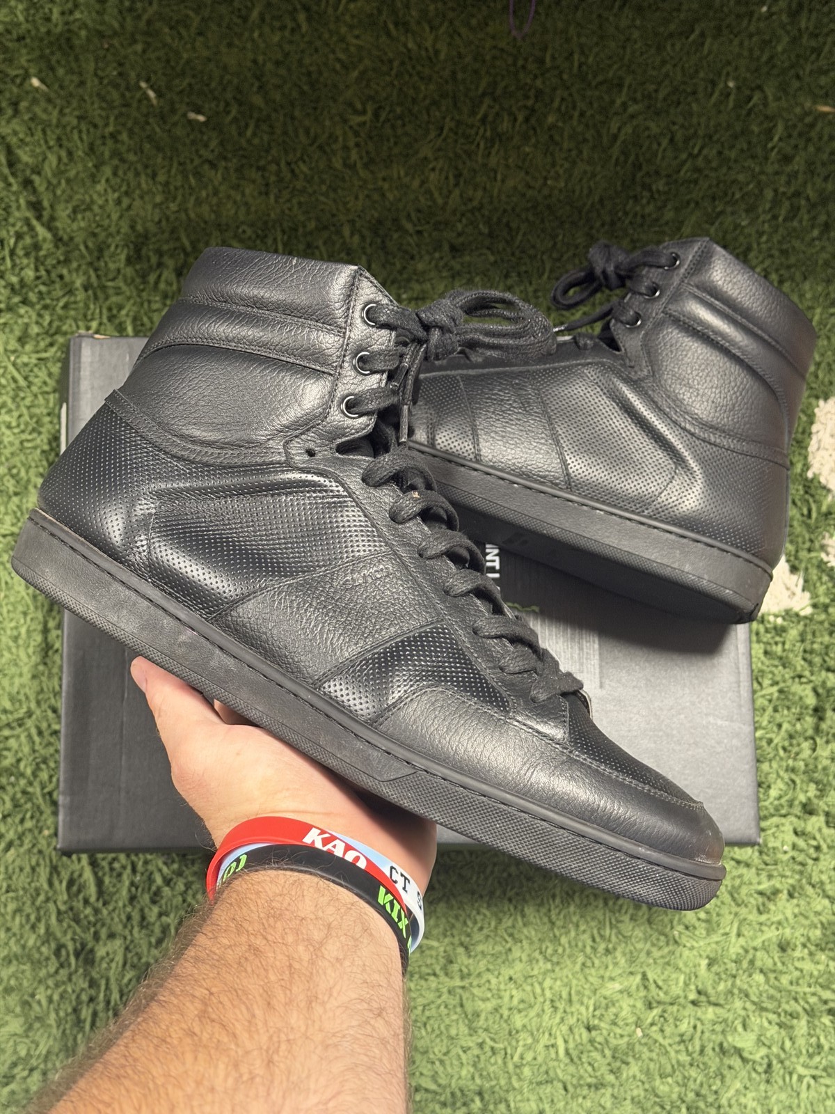Size 10M/11.5W - SAINT LAURENT BLACK HIGH TOP SNEAKER NO Pre-Owned
