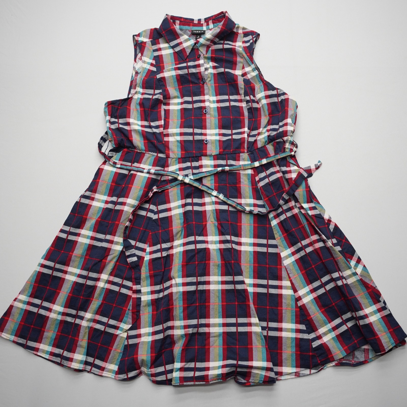 Torrid Womens Plaid Dress Plus Size 2 Sleeveless Collared A Line Preppy