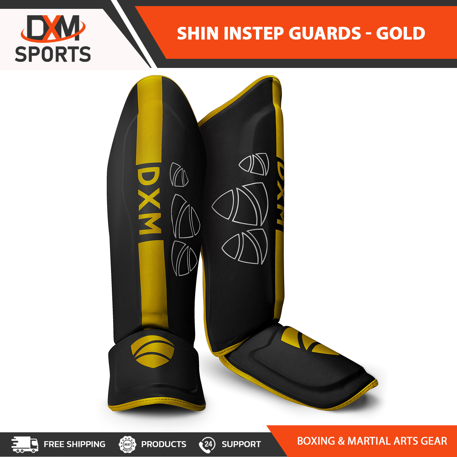DXM SPORTS Shin Instep Guards MMA Leg Foot Pad Muay Thai Kick Boxing Training