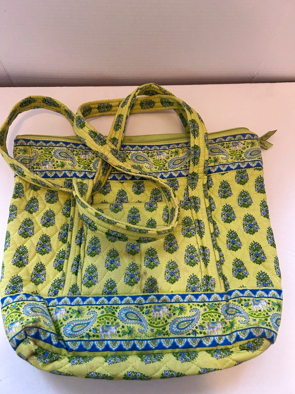 Vera Bradley Green/Blue Paisley Zip Tote Bag