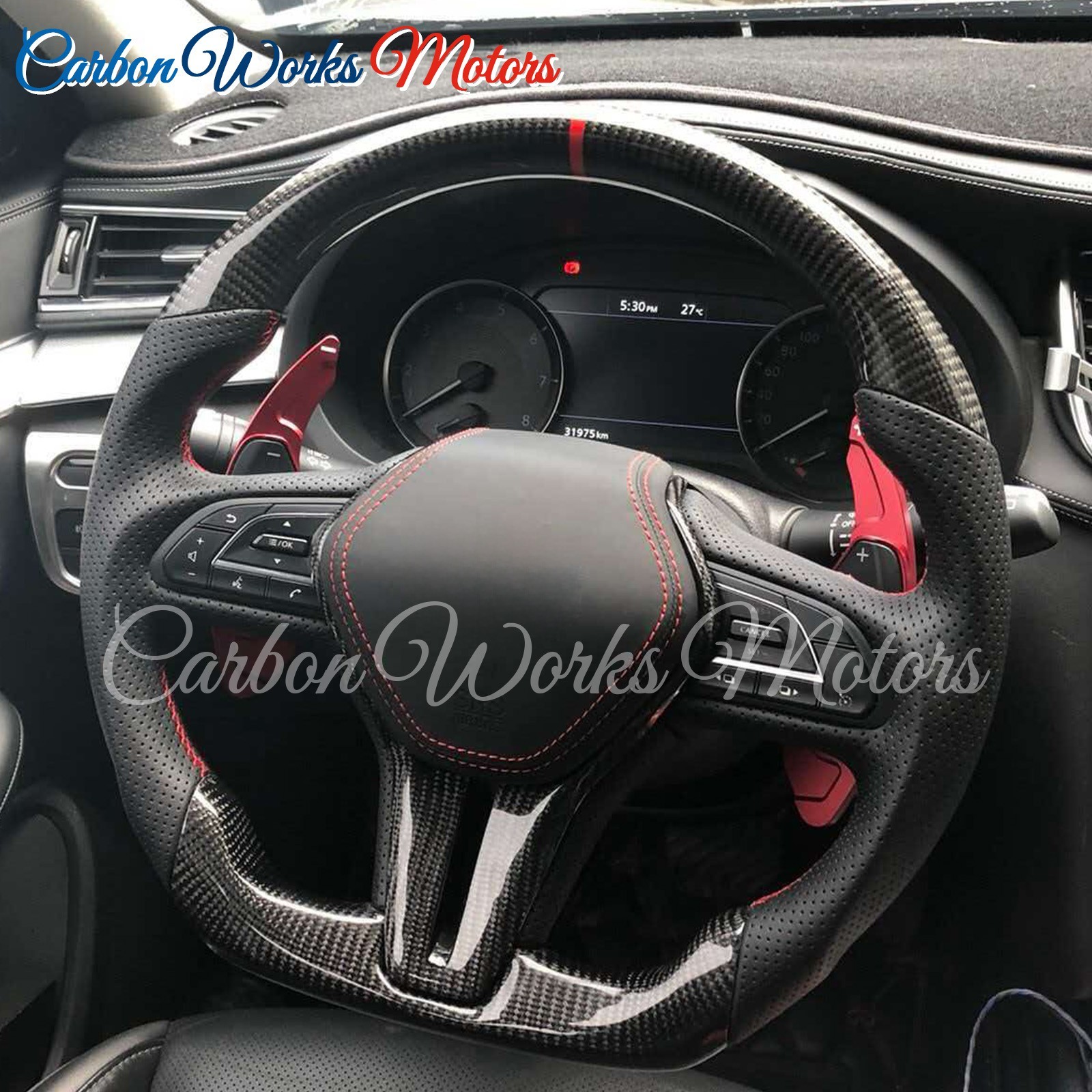 Heated 3k Carbon Fiber Steering Wheel For INFINITI Q50 19-24 Q60 14-22 W/CF Trim Heated 3k Carbon Fiber Steering Wheel For INFINITI Q50 19-24 Q60 14-22 W/CF Trim