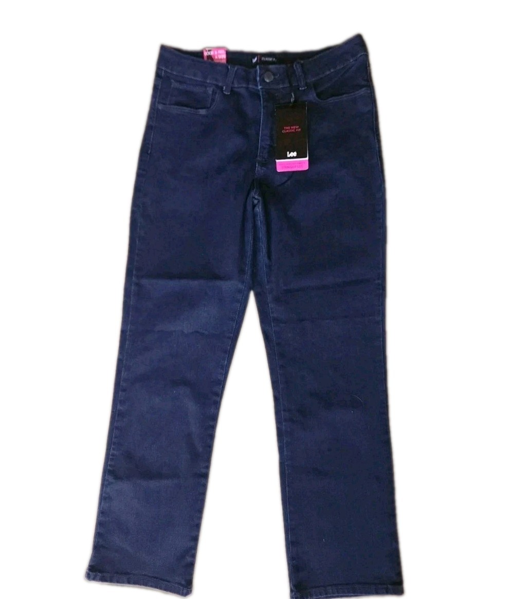 Lee Jeans Womens Classic Straight Leg Pants Medium Wash Stretch Denim 14S New Lee Jeans Womens Classic Straight Leg Pants Medium Wash Stretch Denim 14S New