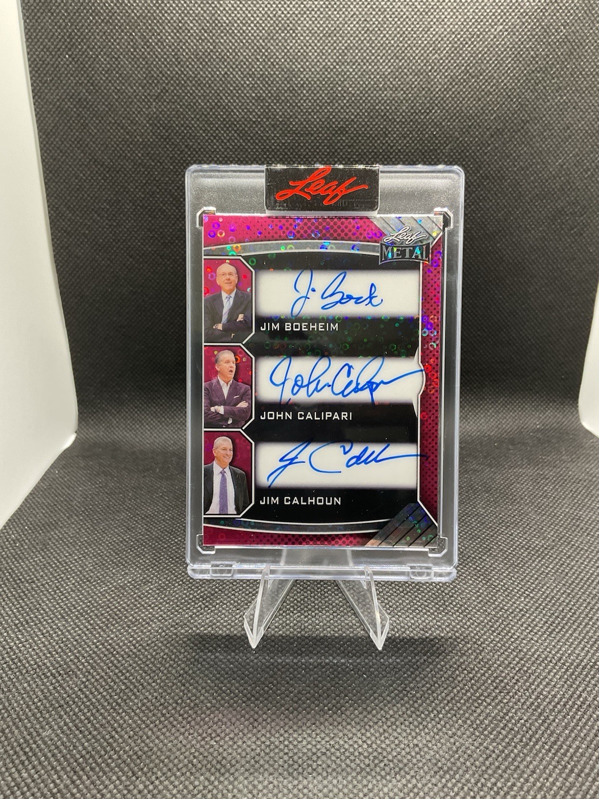 2025 leaf metal authentics Jim Boeheim / John Calipari / Jim Calhoun 1/1