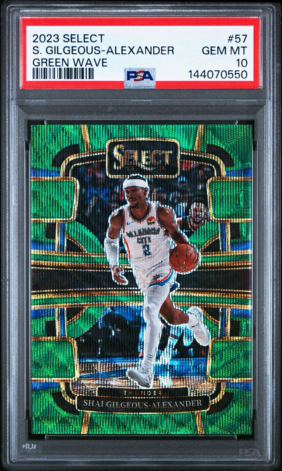 2023 Panini Select Shai Gilgeous-Alexander Concourse #57 Green Wave /50 PSA 10 2023 Panini Select Shai Gilgeous-Alexander Concourse #57 Green Wave /50 PSA 10