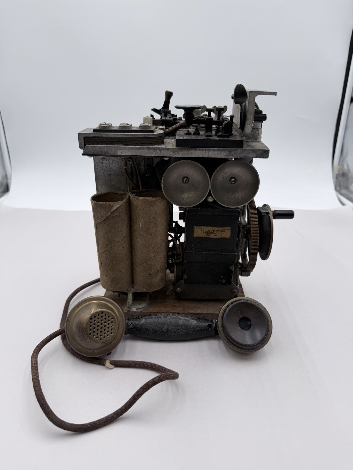 VTG WW11 US Army Signal Corps Field Hand Crank Telephone Kellogg SWBD PARTS ASIS VTG WW11 US Army Signal Corps Field Hand Crank Telephone Kellogg SWBD PARTS ASIS
