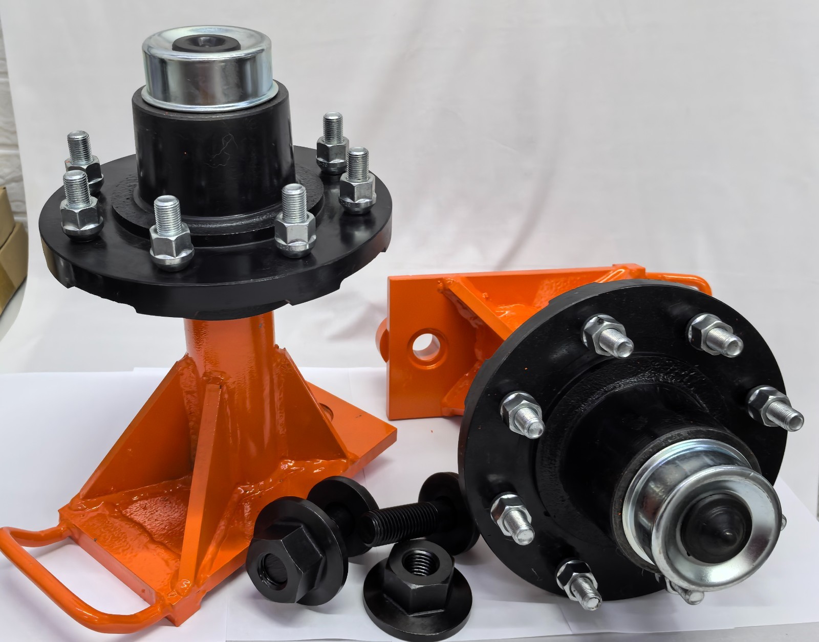 PAIR 9000LB 8x6.5 Shipping Container Wheels Lug Bolt-On Spindle Kit with Handle