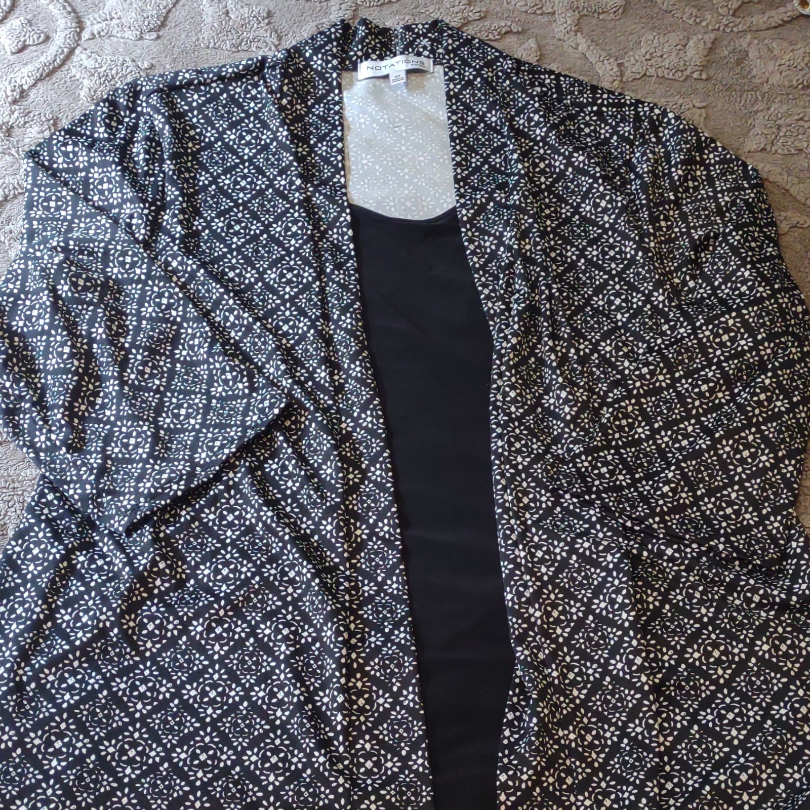 Plus sz 3x Women\'s Jacket Top with Attached Tank Black Gray & White 