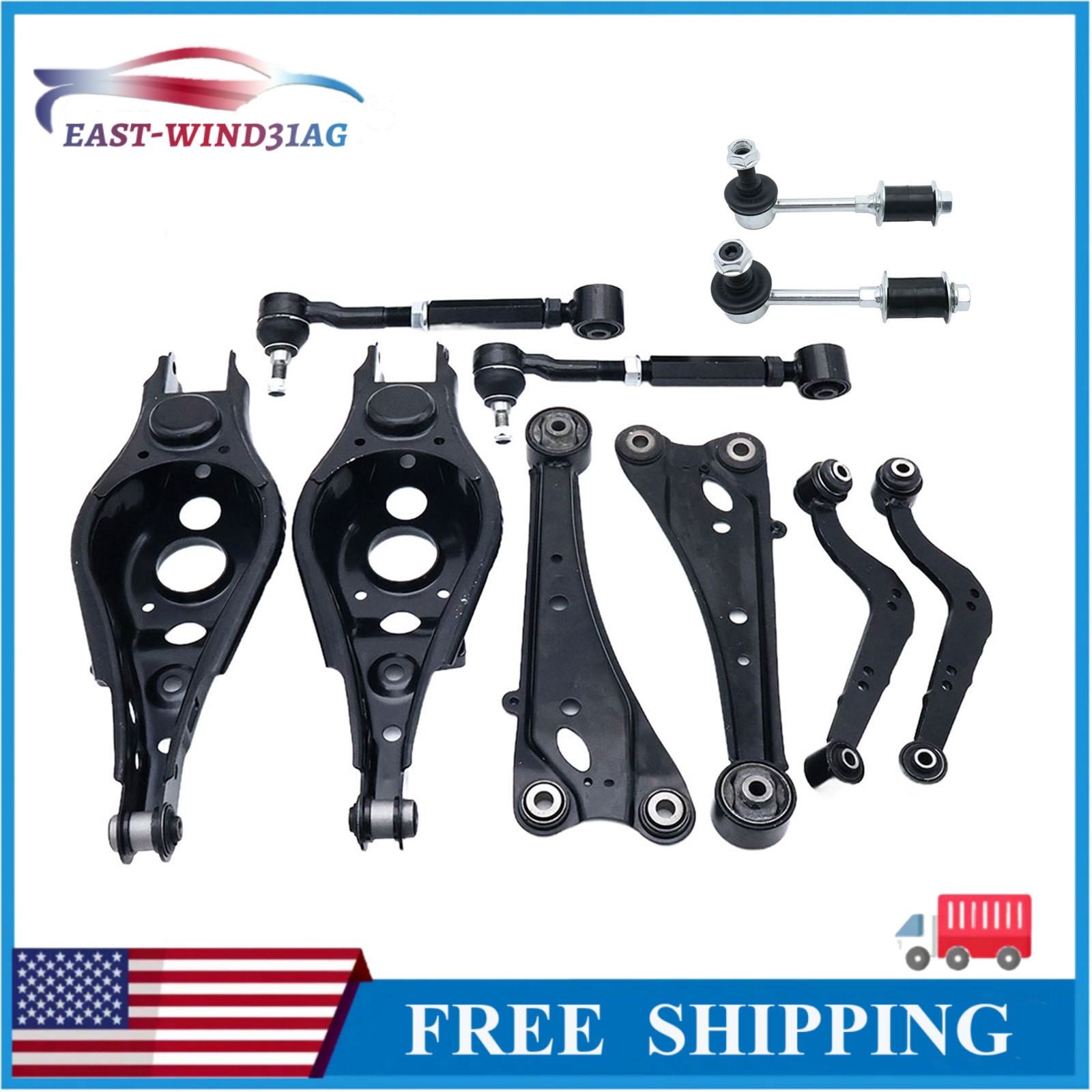 Set of 10 Rear Suspension Control Arms Kit W/Sway bar Link For Toyota RAV4 06-18