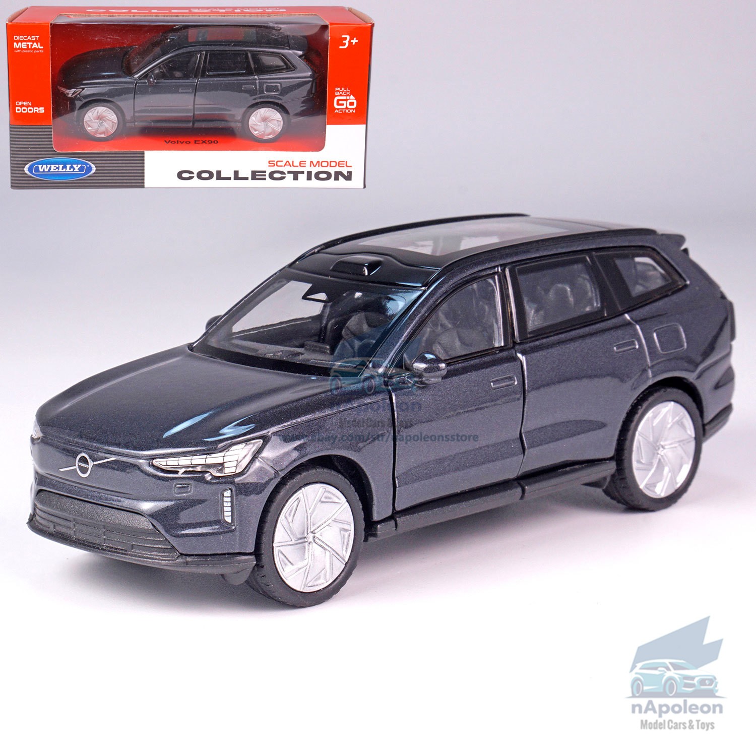 1/43 Volvo EX90 Model Car Alloy Diecast Toy Vehicle Collection Kids Gift Gray