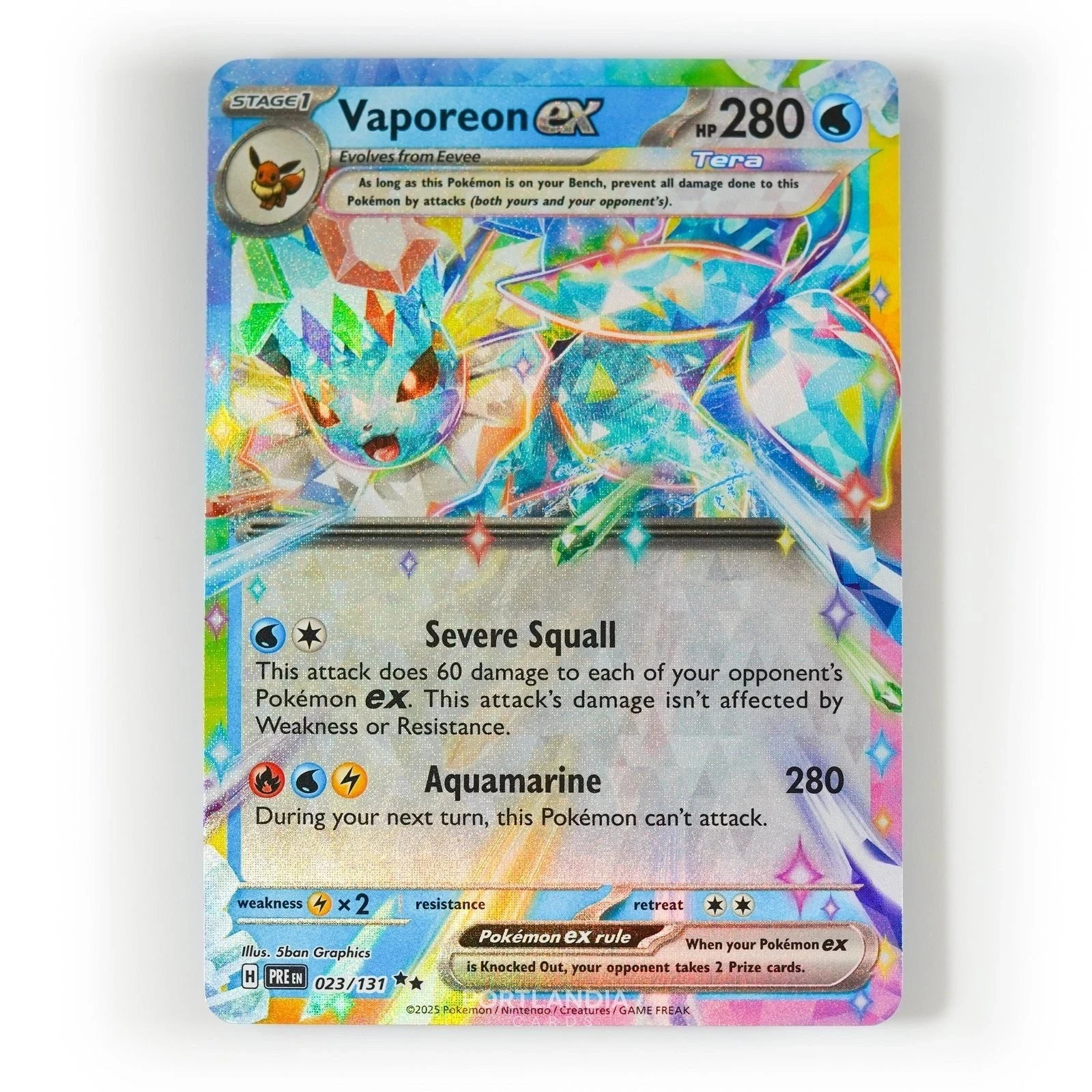 Pokemon - Vaporeon ex - 023/131 - SV Prismatic Evolutions - Half Art - NM/M Pokemon - Vaporeon ex - 023/131 - SV Prismatic Evolutions - Half Art - NM/M