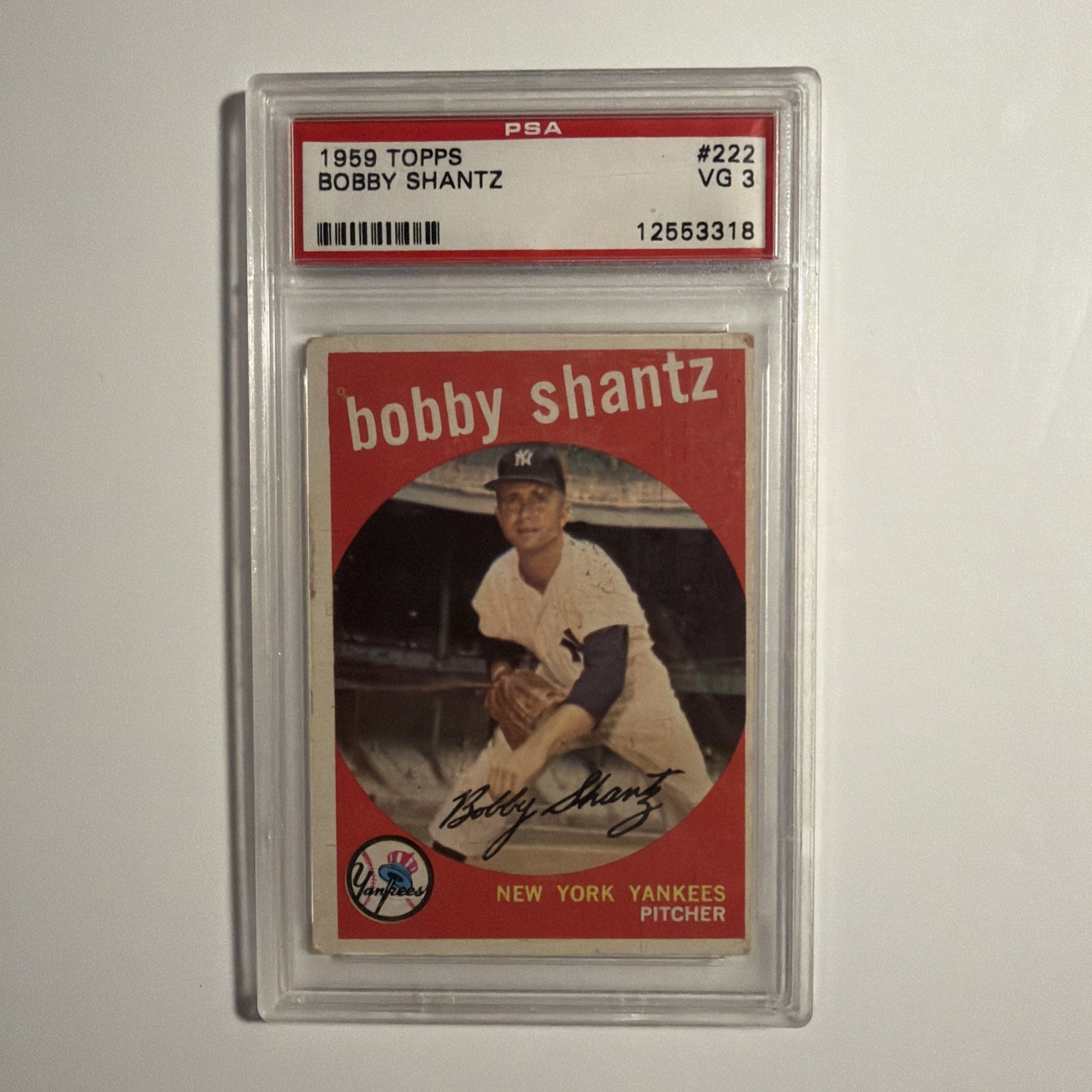 1959 Topps Bobby Shantz New York Yankees Vintage Baseball Card #222 PSA 3 VG 1959 Topps Bobby Shantz New York Yankees Vintage Baseball Card #222 PSA 3 VG