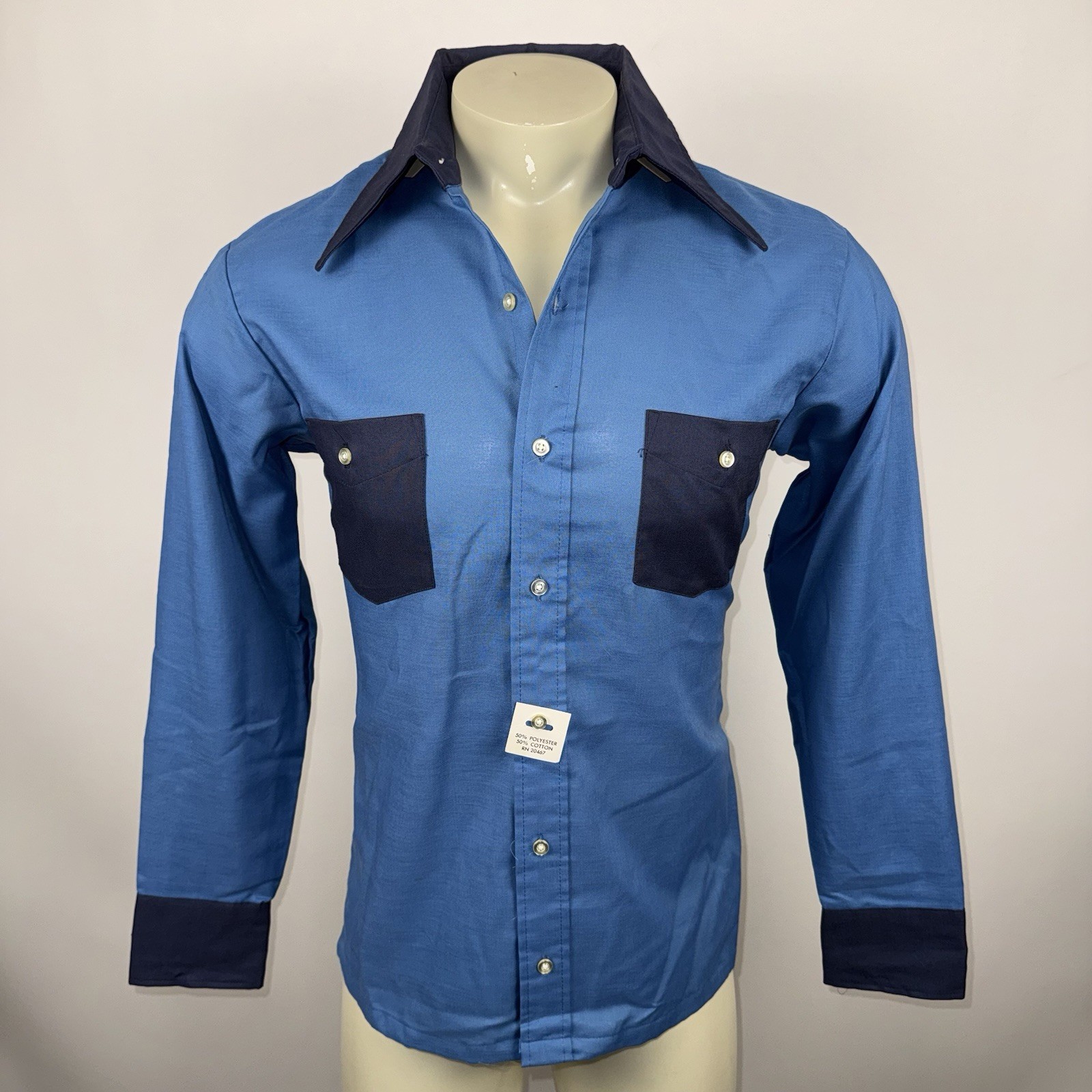 Vintage 60s 70s H.I.S Shirt Mens Disco Dagger Collar Taper Deadstock NOS Medium