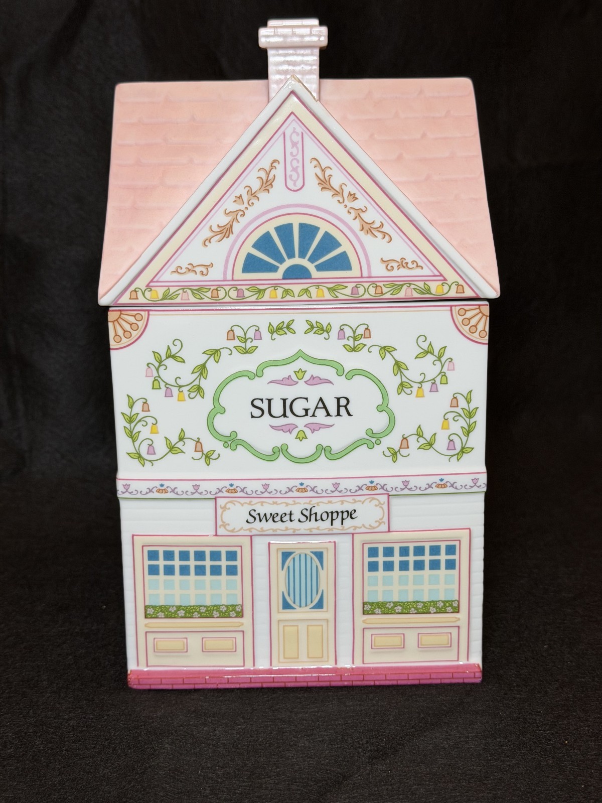 Vintage 1990 Lenox Village Sugar Canister Sweet Shoppe Lid Spice Village Chipped
