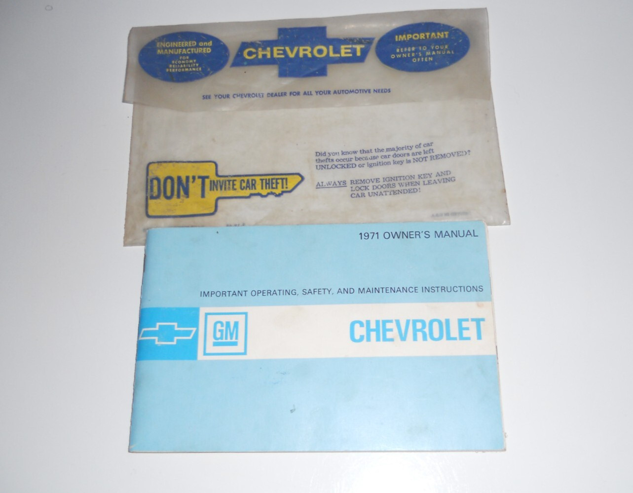 1971 Chevrolet Donk Owners Manual And Storage, Plastic Bag
