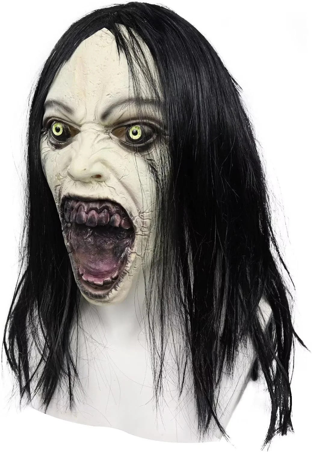 Bulex Horror Crying Woman Mask with Wigs Scary Evil Ghost Devil Creepy Demon Ful