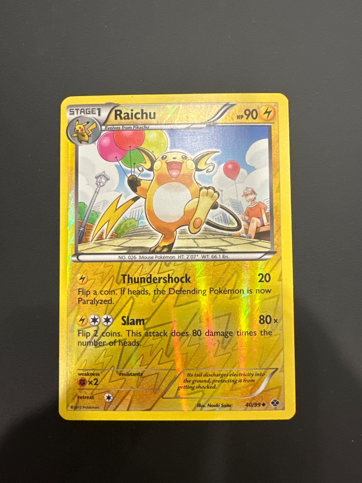 Pokémon TCG Raichu 40/99 Next Destinies REVERSE Holo - LP Lightly Played 