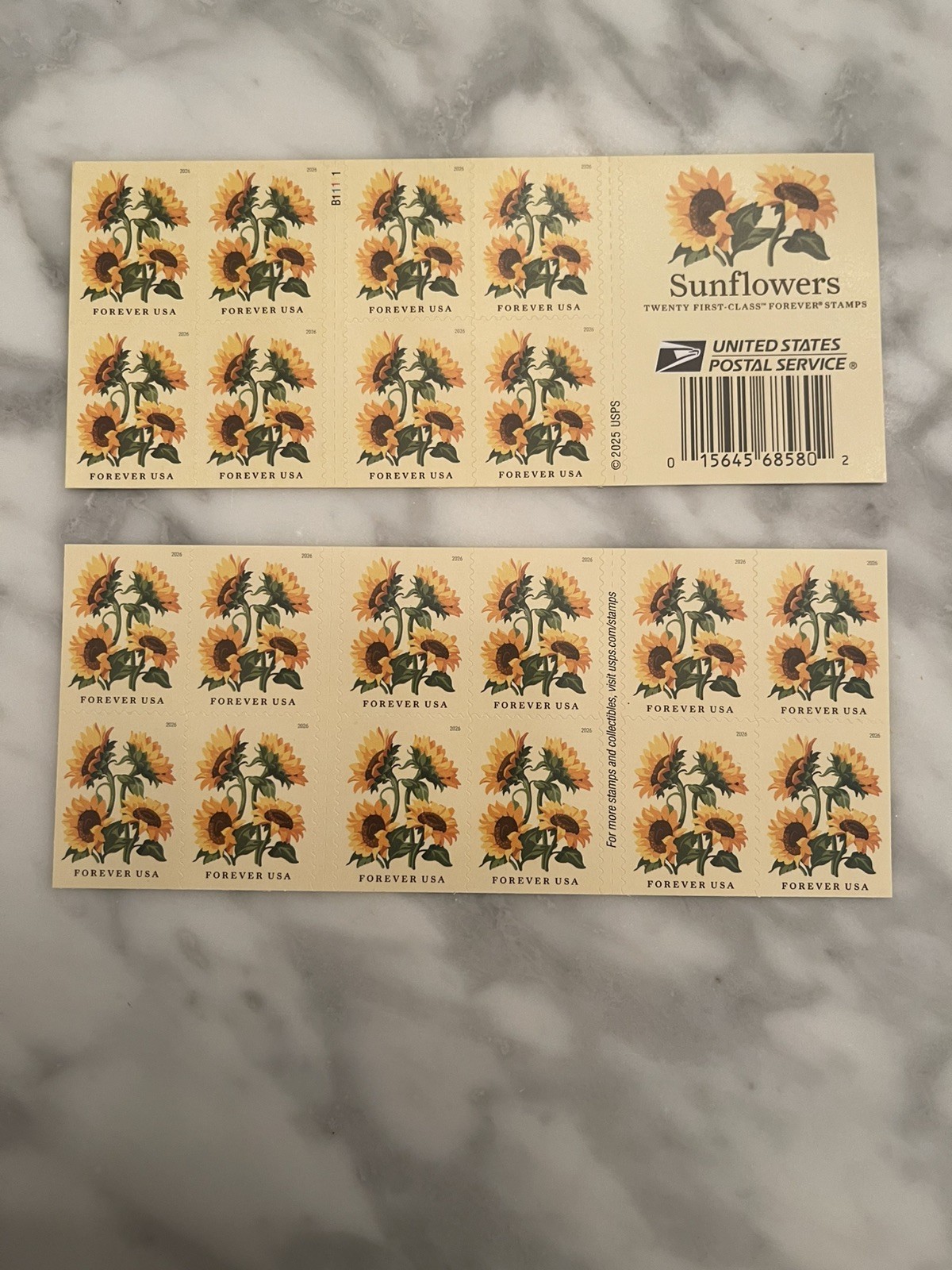 New For Spring  2026  Sunflower Booklet of 20 Forever Stamps Sc 6067 