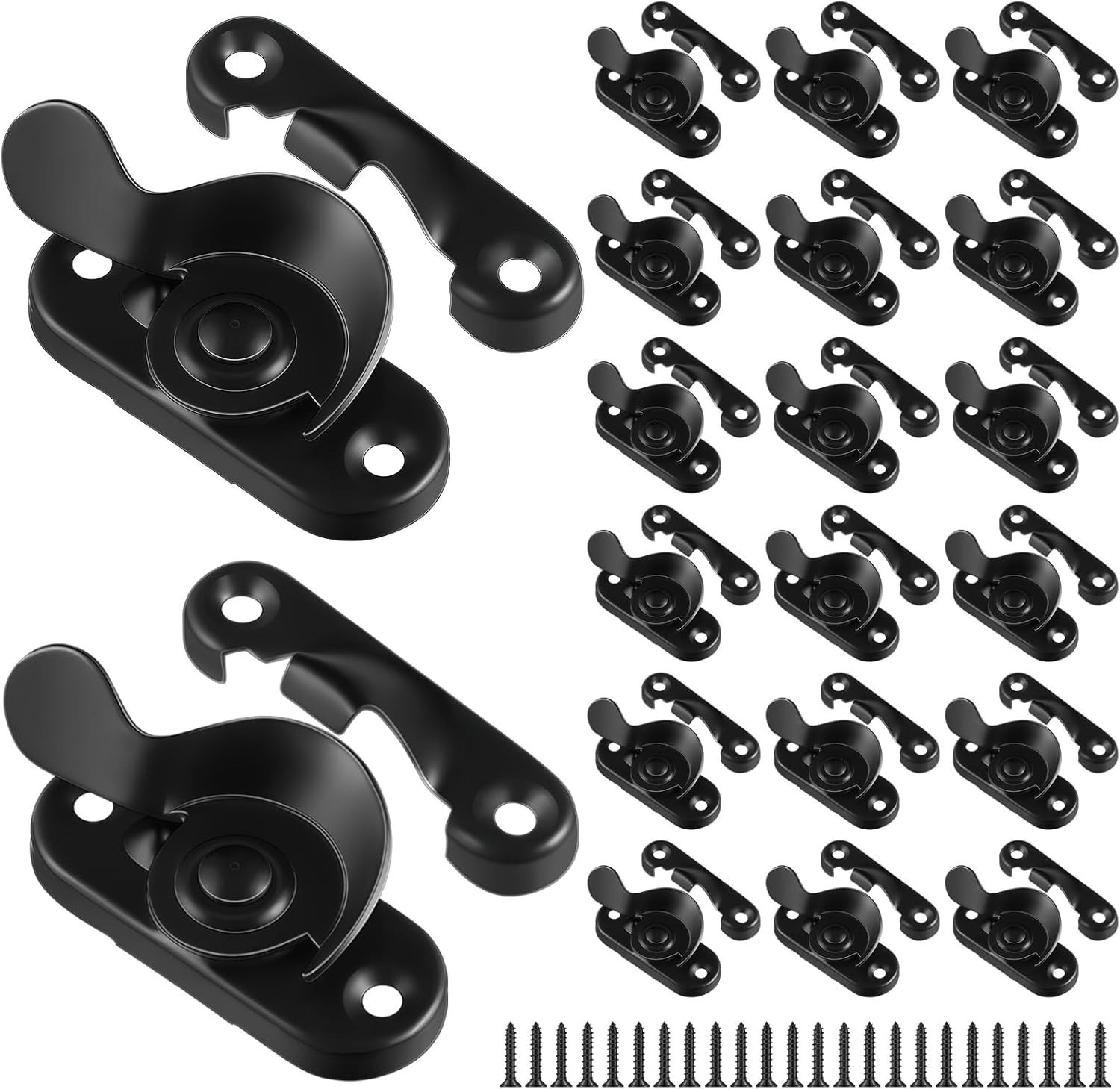 Hicarer 2” Casement Sash Window Locks – Matte Black – 20 Pack 3 Opened