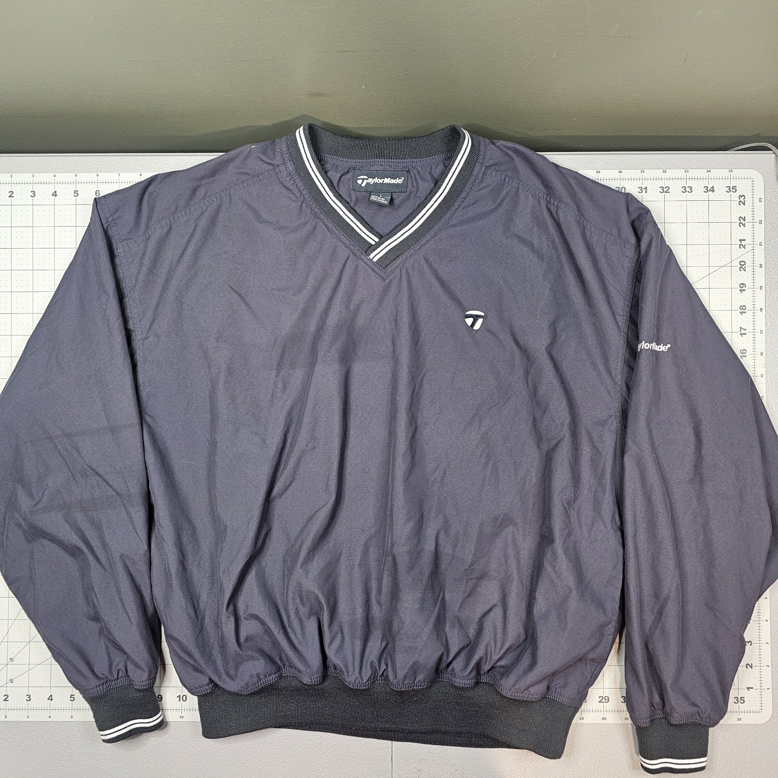 Vintage Taylormade Windbreaker Pullover Large Gray Jacket Golf V Neck 