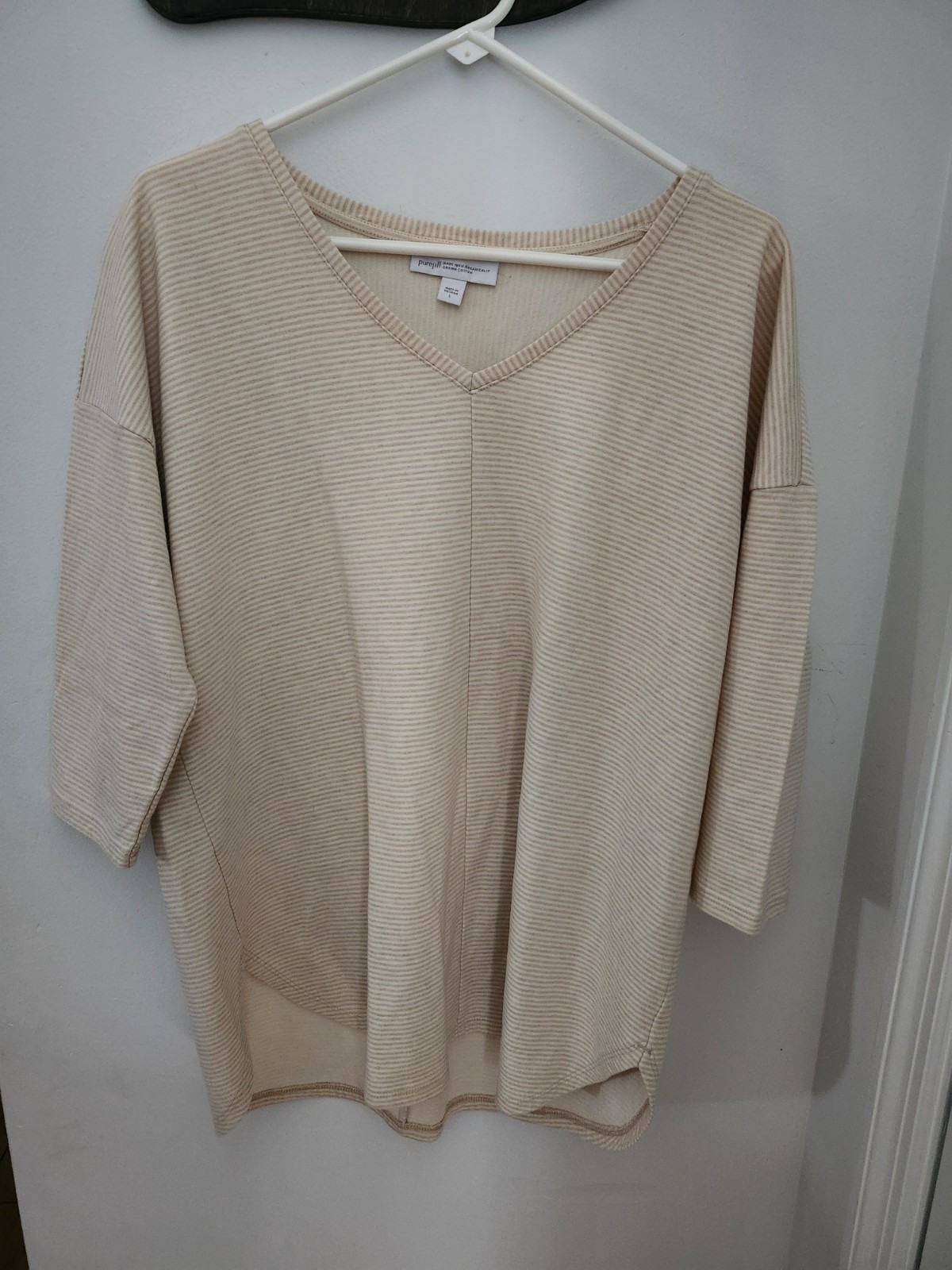 Purejill J.Jill Womens Tan and White Womens Sweater Size Large