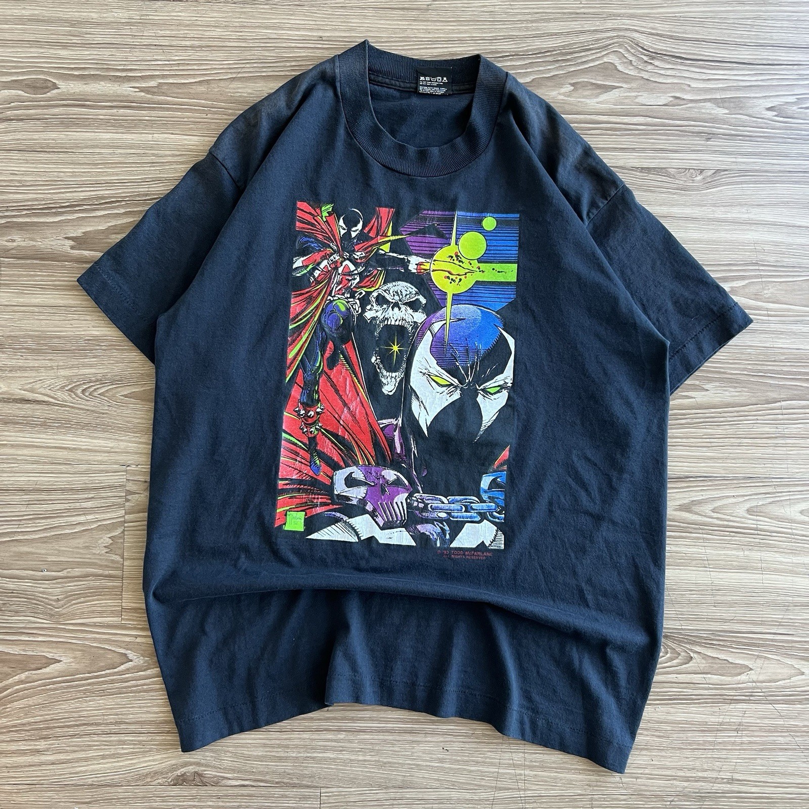 Spawn Todd McFarlane Black Tee Shirt Vintage 90\'s, Size L, Giant Comic