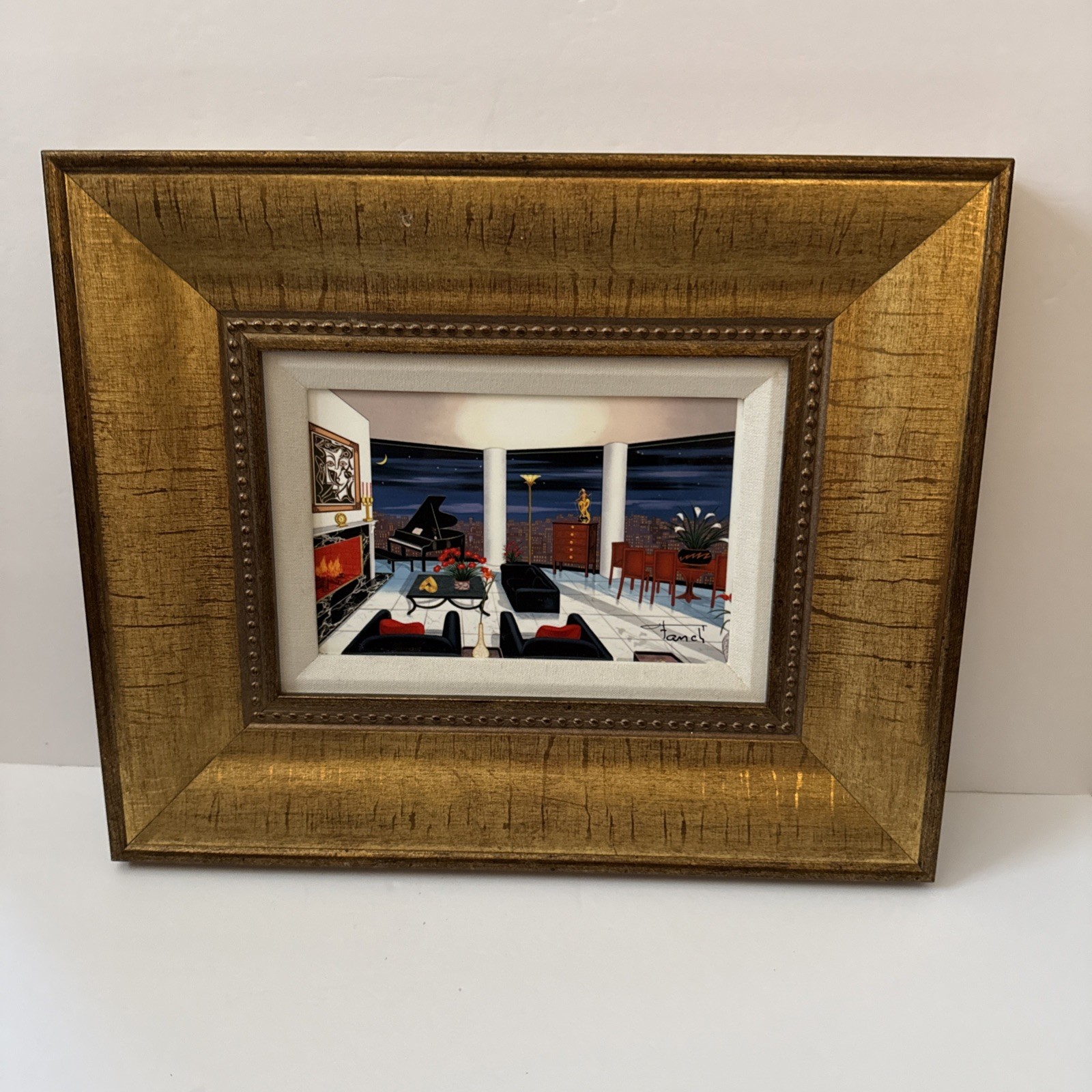 Fanch : francois ledan: Interior with Picasso 6” 9”  Wooden Frame 17