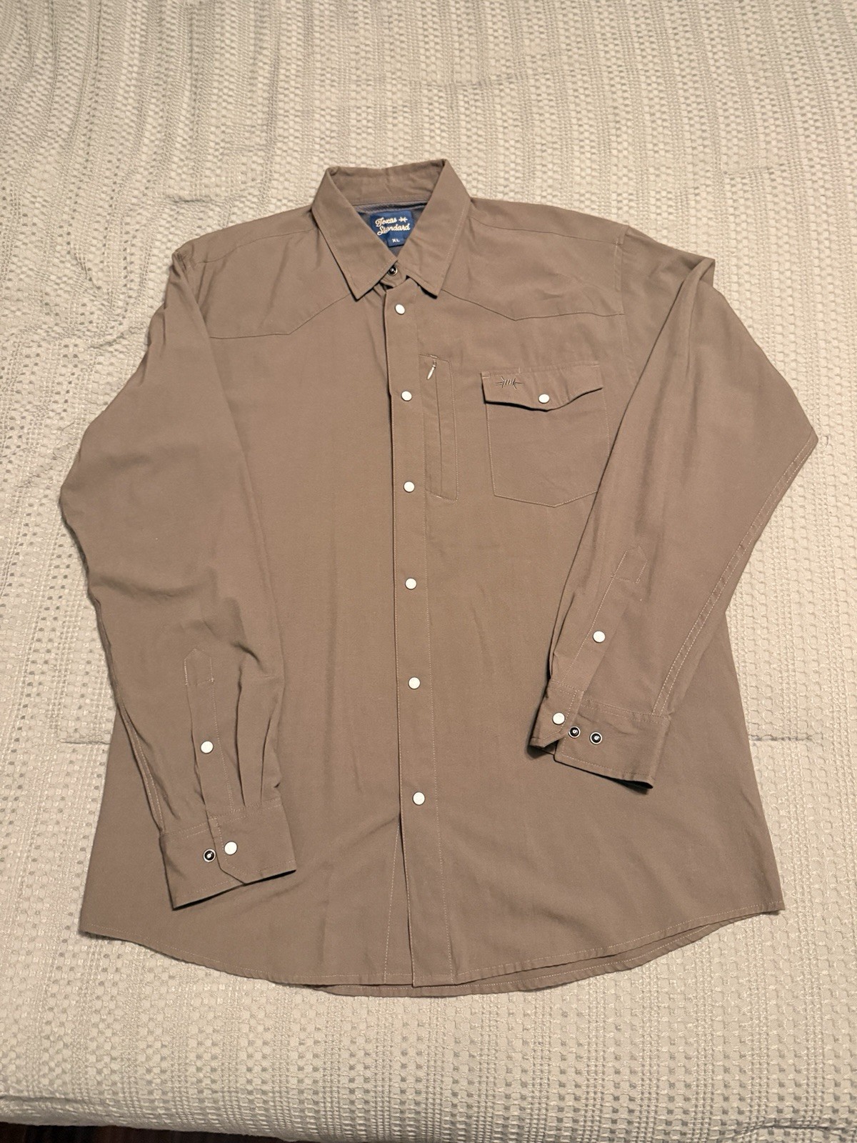 Texas Standard Western Field Shirt Men\'s XL Green Snap Long Sleeve UPF 30+ Zip