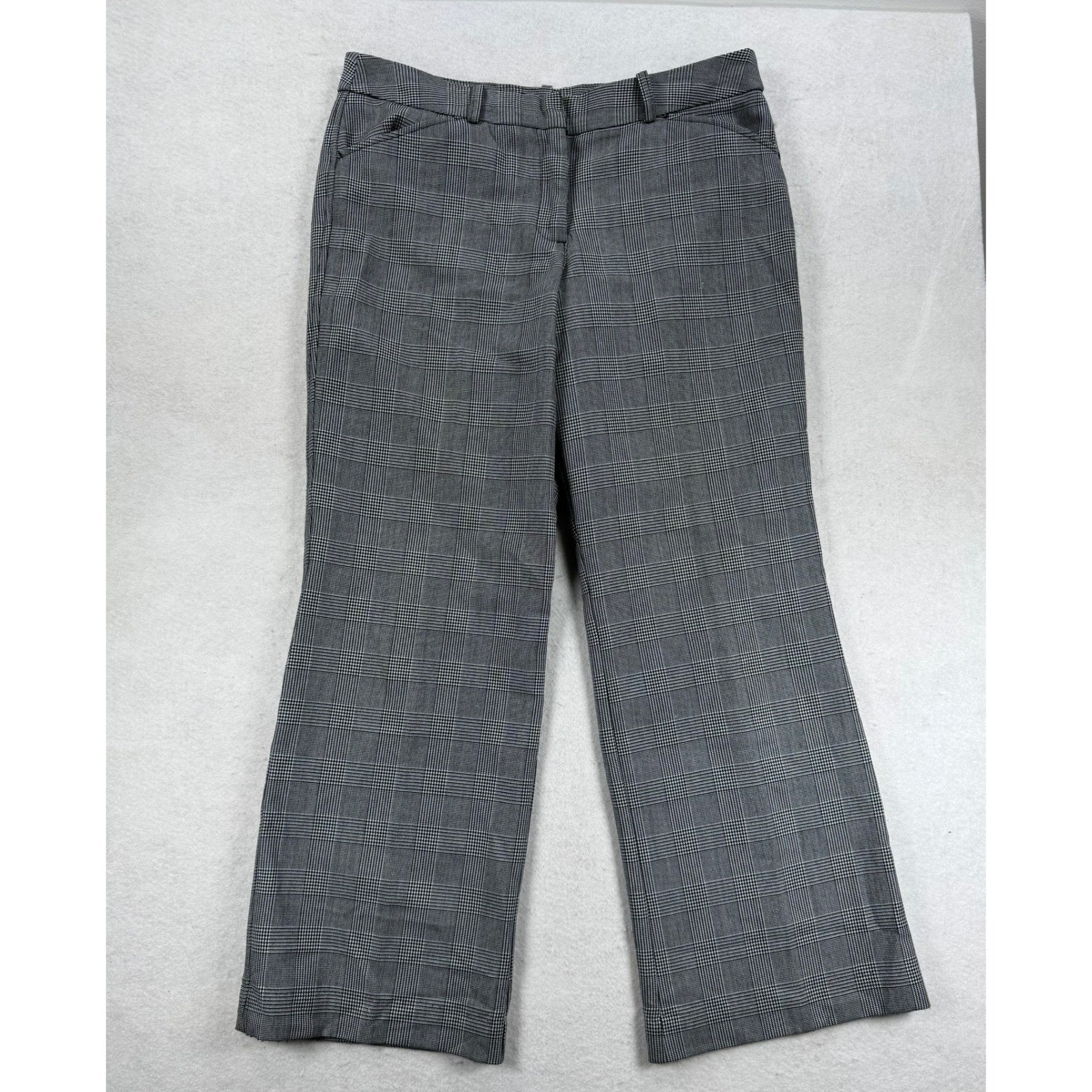 Worthington Petite Modern Fit Plaid Dress Pants Black White Size 12P Trousers