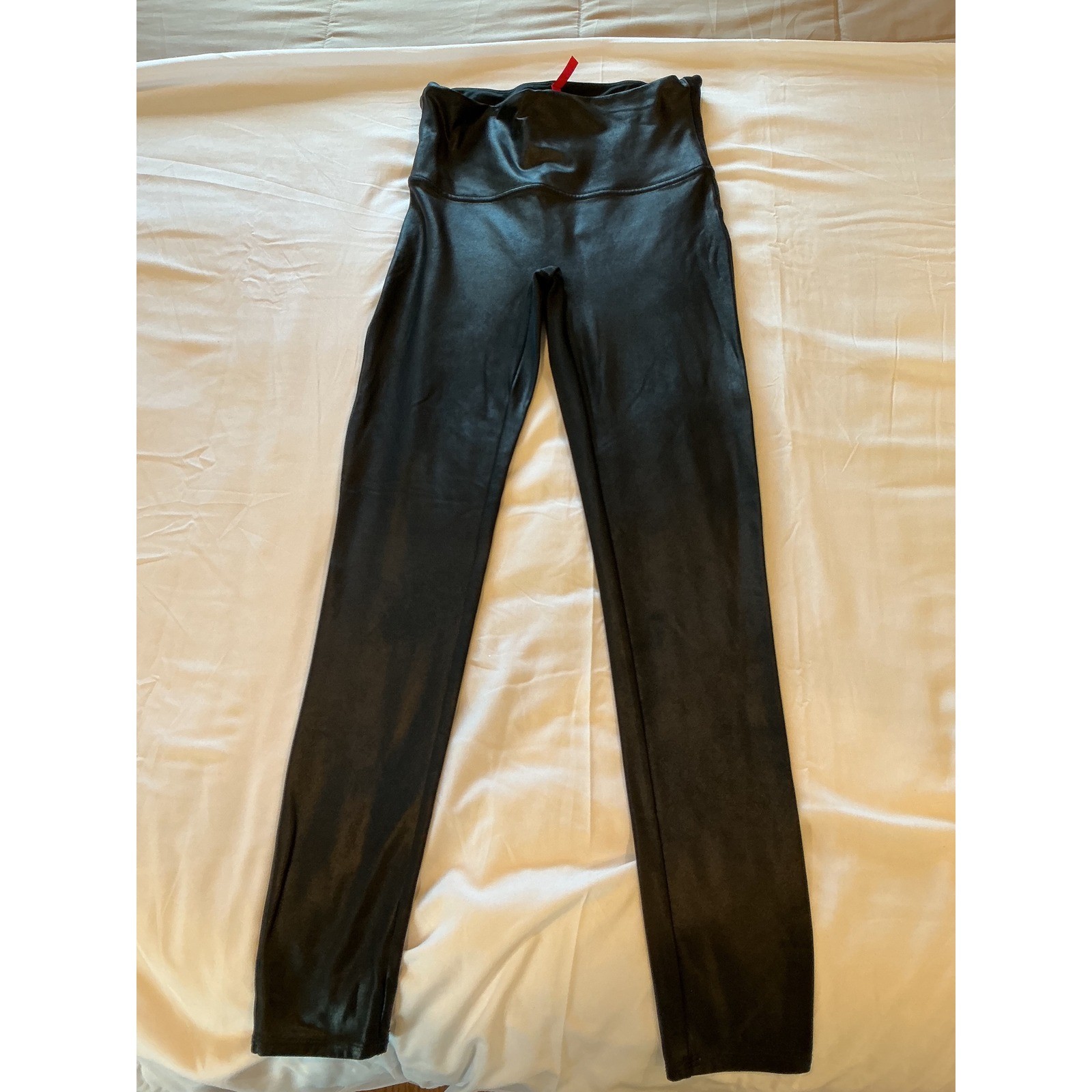 Spanx Faux Leather Leggings Black High Waisted Power Waistband Large Spanx Faux Leather Leggings Black High Waisted Power Waistband Large
