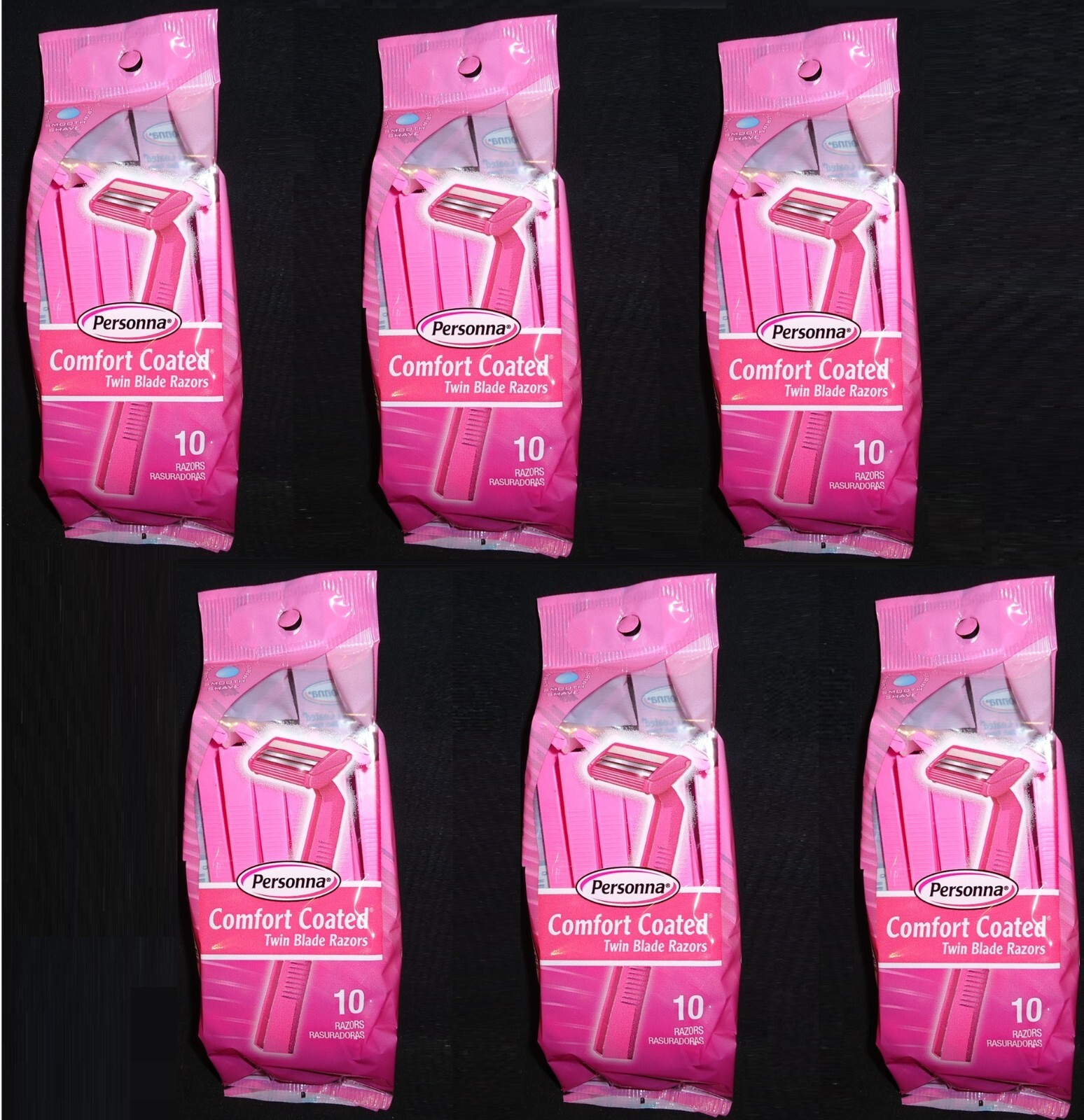6 Pks Personna Comfort Coated Twin Blade Razor 10 /Pk Total 60 Disposable Razors