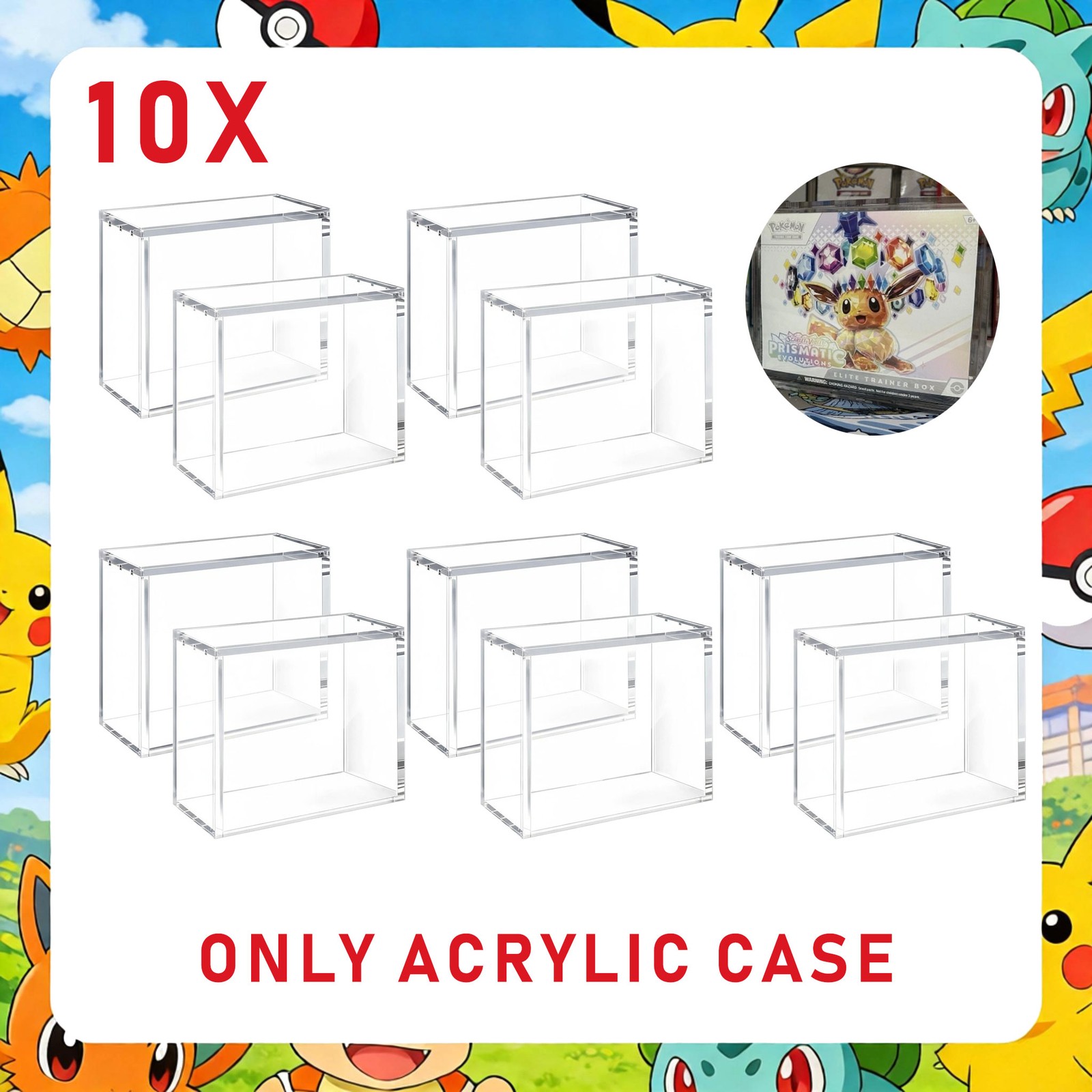 10X Pokemon ETB Magnetic Display Case Acrylic Protect Container Secure Lid