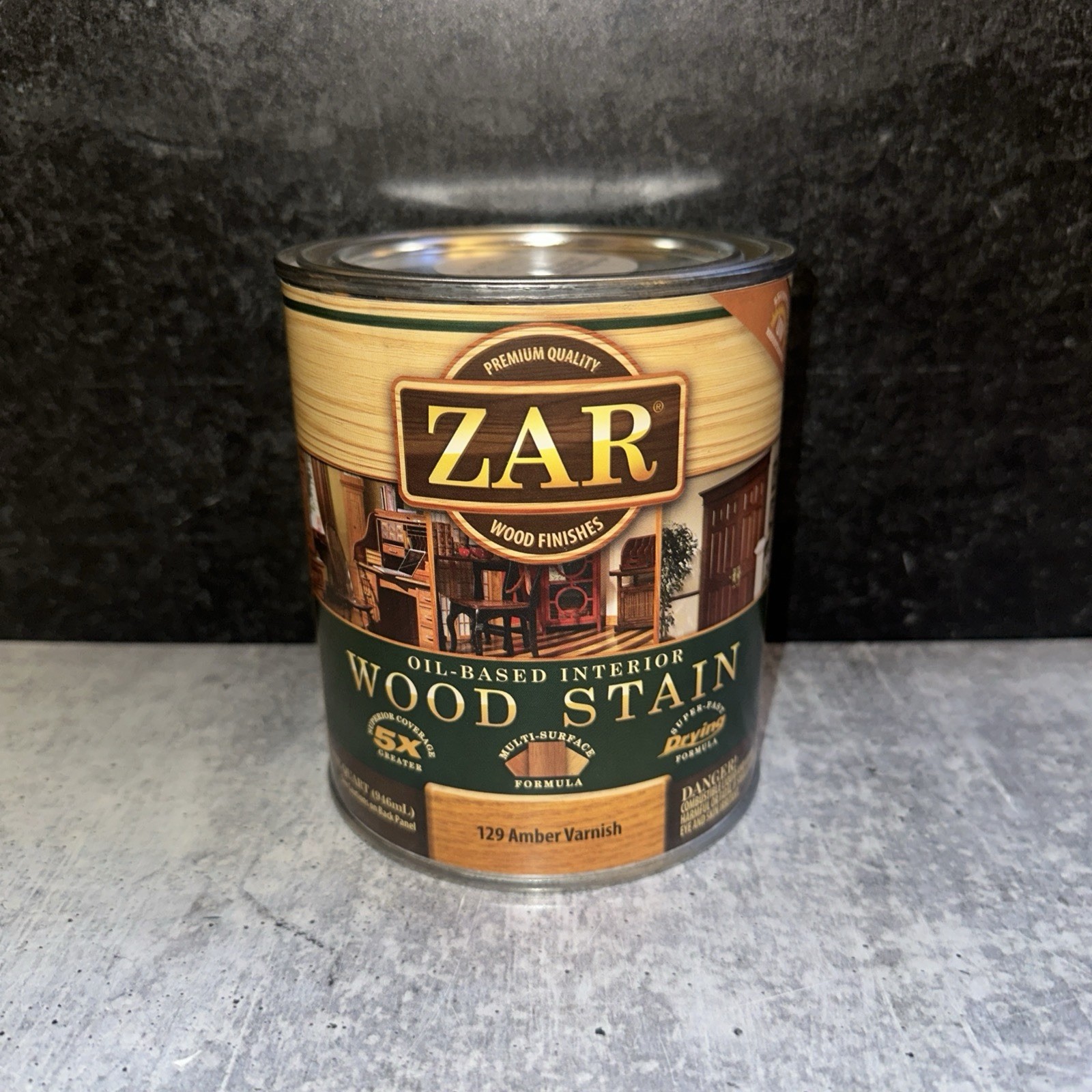 ZAR Wood Finishes Oil-Based Interior Wood Stain 129 Amber Varnish 1 Quart Can ZAR Wood Finishes Oil-Based Interior Wood Stain 129 Amber Varnish 1 Quart Can