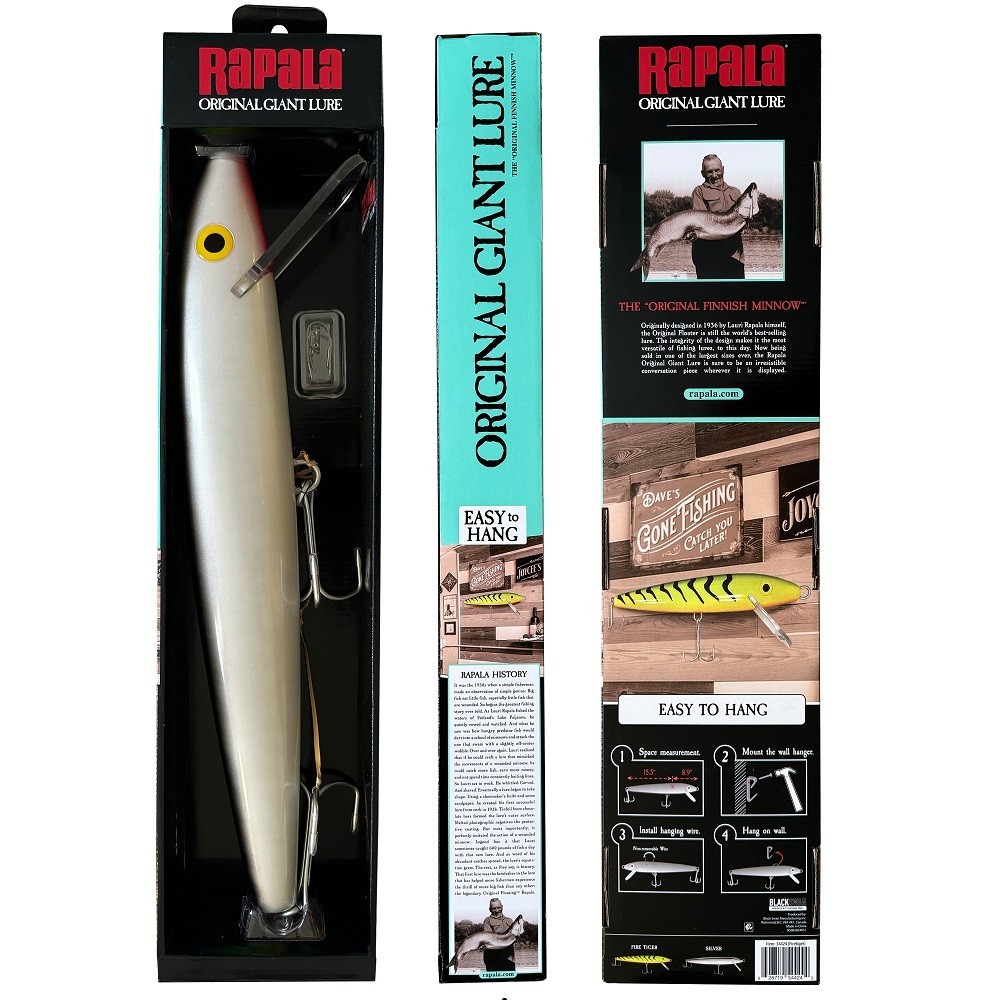 Rapala\'s 24.5” Giant Fishing Lure, Décor, Silver Black, 2.5 lbs Rapala\'s 24.5” Giant Fishing Lure, Décor, Silver Black, 2.5 lbs
