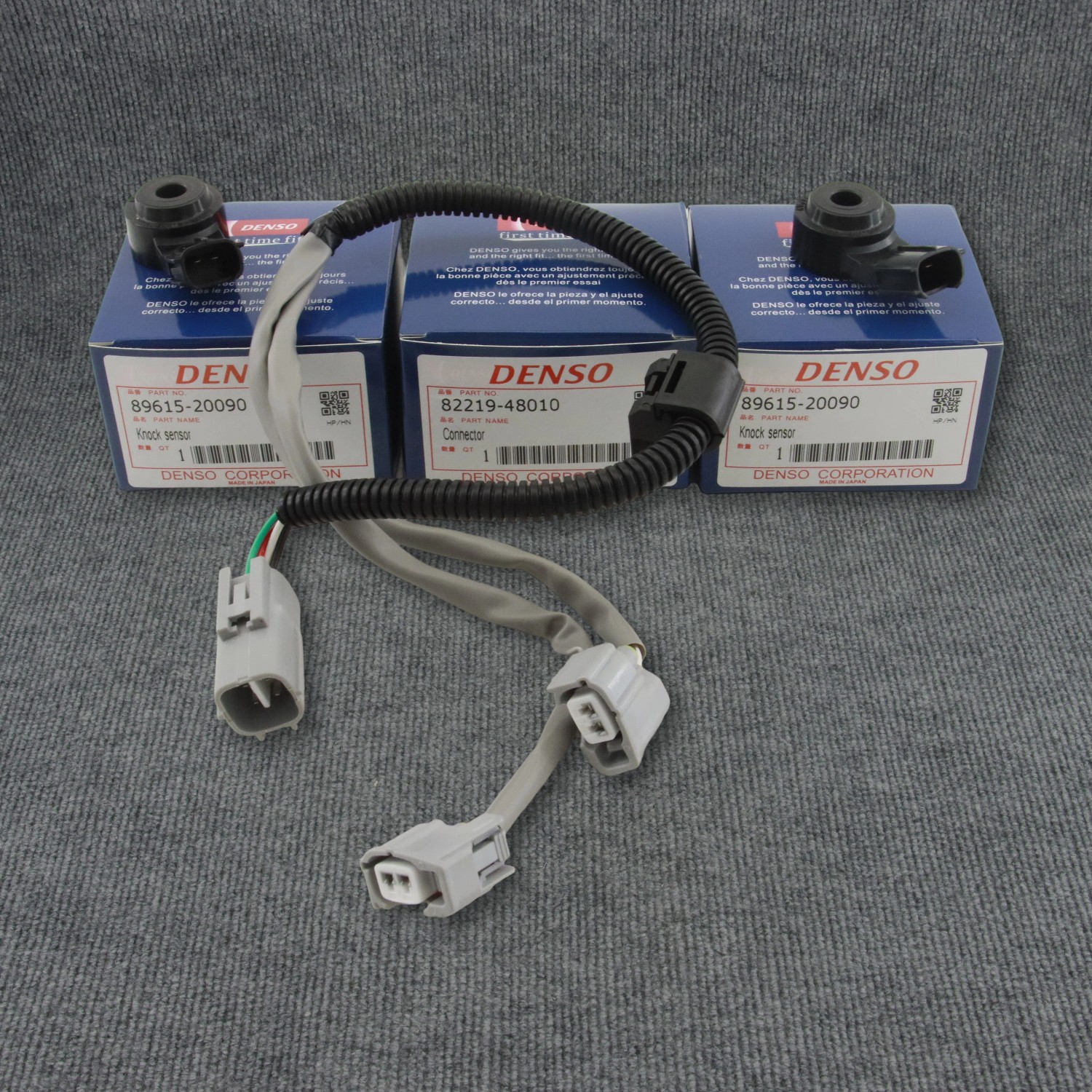 Knock Sensor For Toyota Denso 2pcs 89615-20090 & Harness 82219-48010