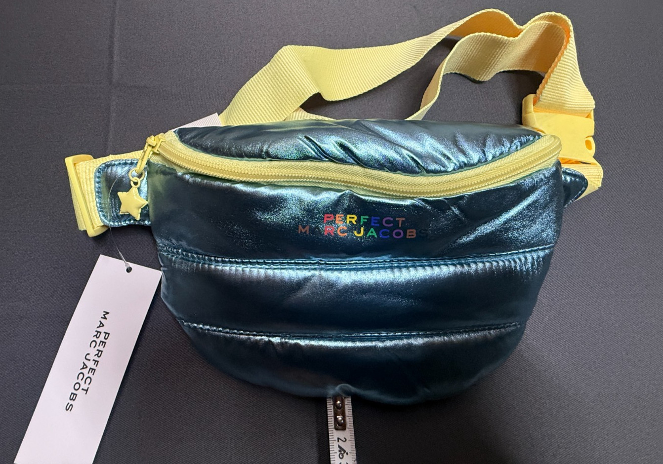 Marc Jacobs Perfect Color Metal Blue With Yellow Belt Bag NW Ziper