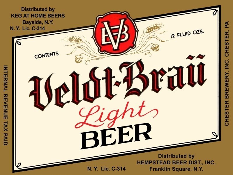 Veldt Brau Beer of Franklin Square, NY NEW Sign 24x30\