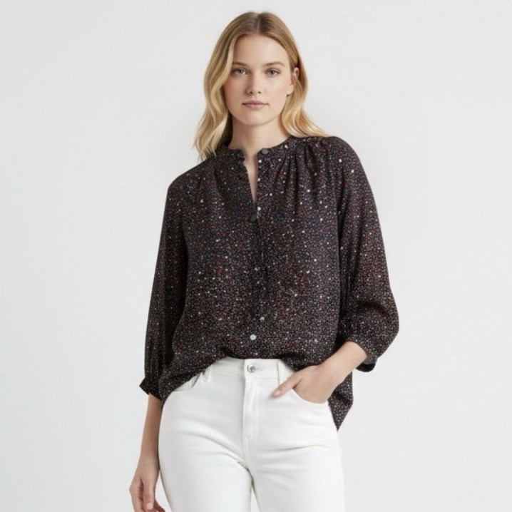 Madewell Womens XL Stars Top Blouse Long Sleeve Button Down