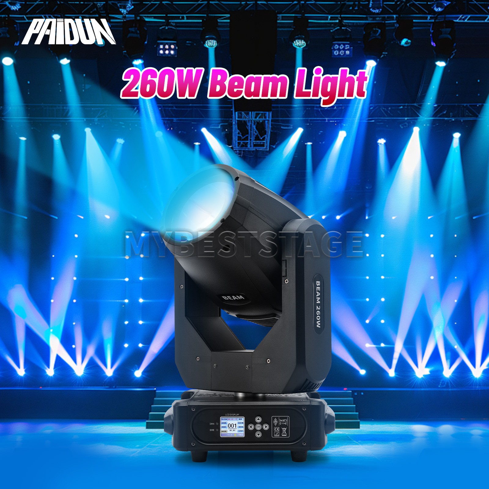PAIDUN 10R 260W Sharpy Beam Moving Head Light Sound Activated Gobo Spot Effect