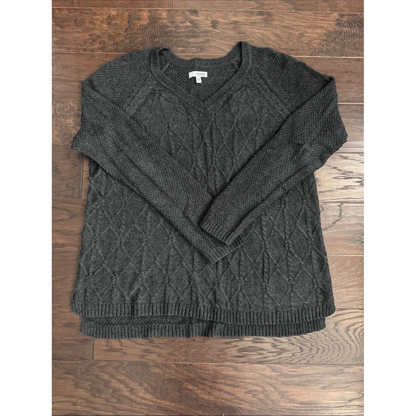 Sonoma Sweater Charcoal Women\'s XL Cable V-Neck Sonoma Sweater Charcoal Women\'s XL Cable V-Neck