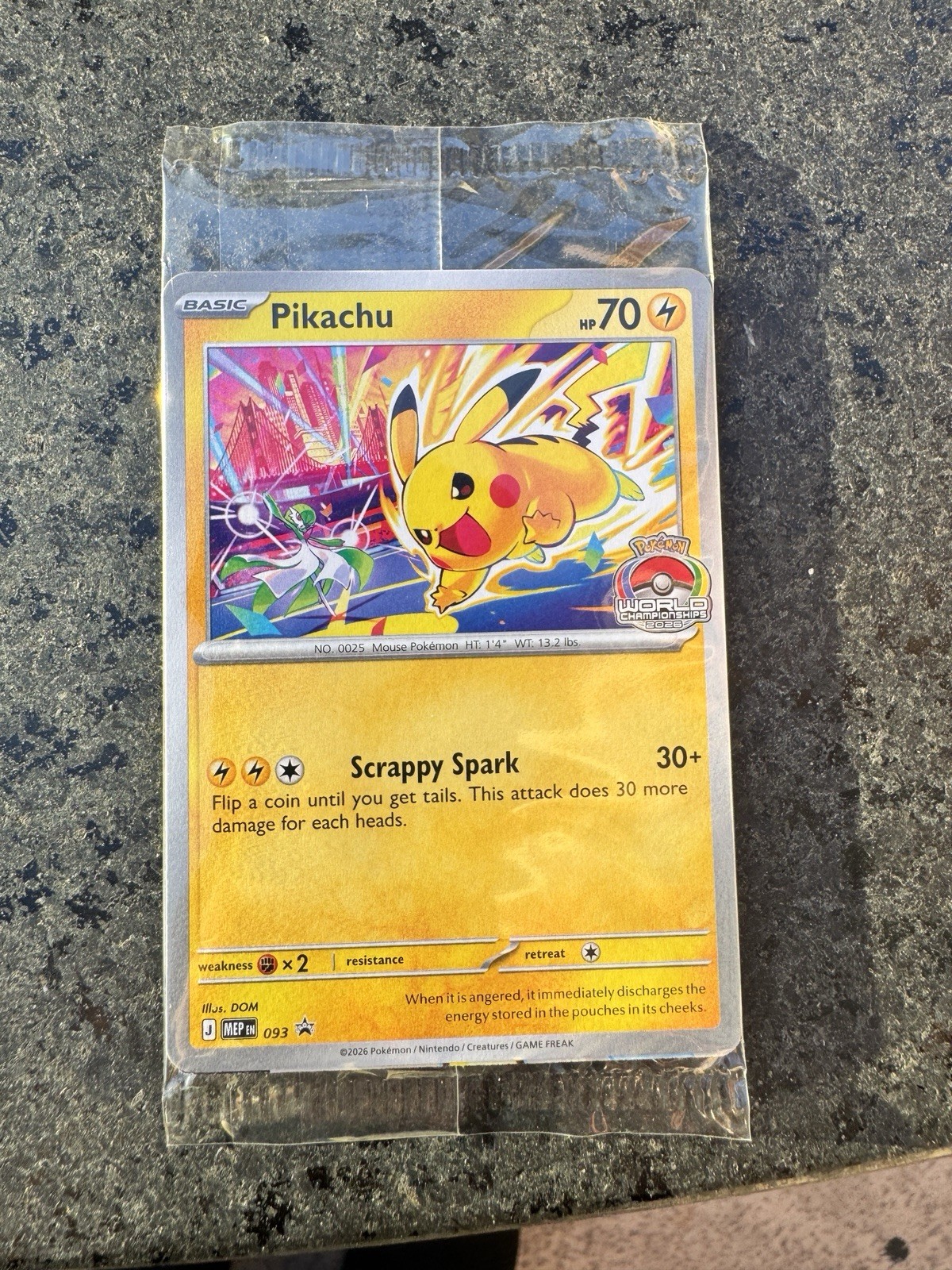 Pikachu HP 70 World Championship 2026 Promo Card Sealed Limited