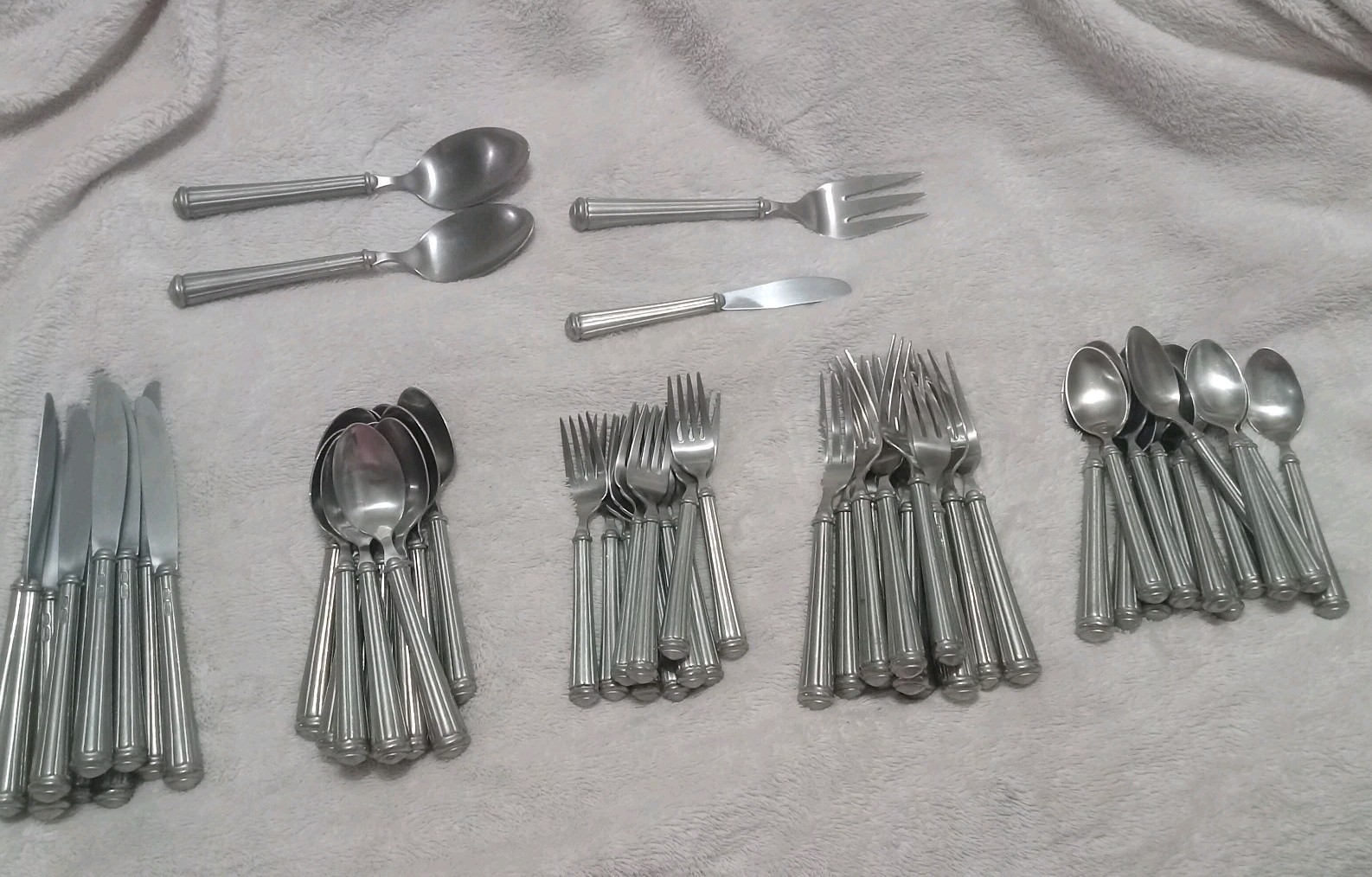 Super Rare Alvin Rondelle Pewter  Vintage Silverware 63 Pieces 12 Piece Setting