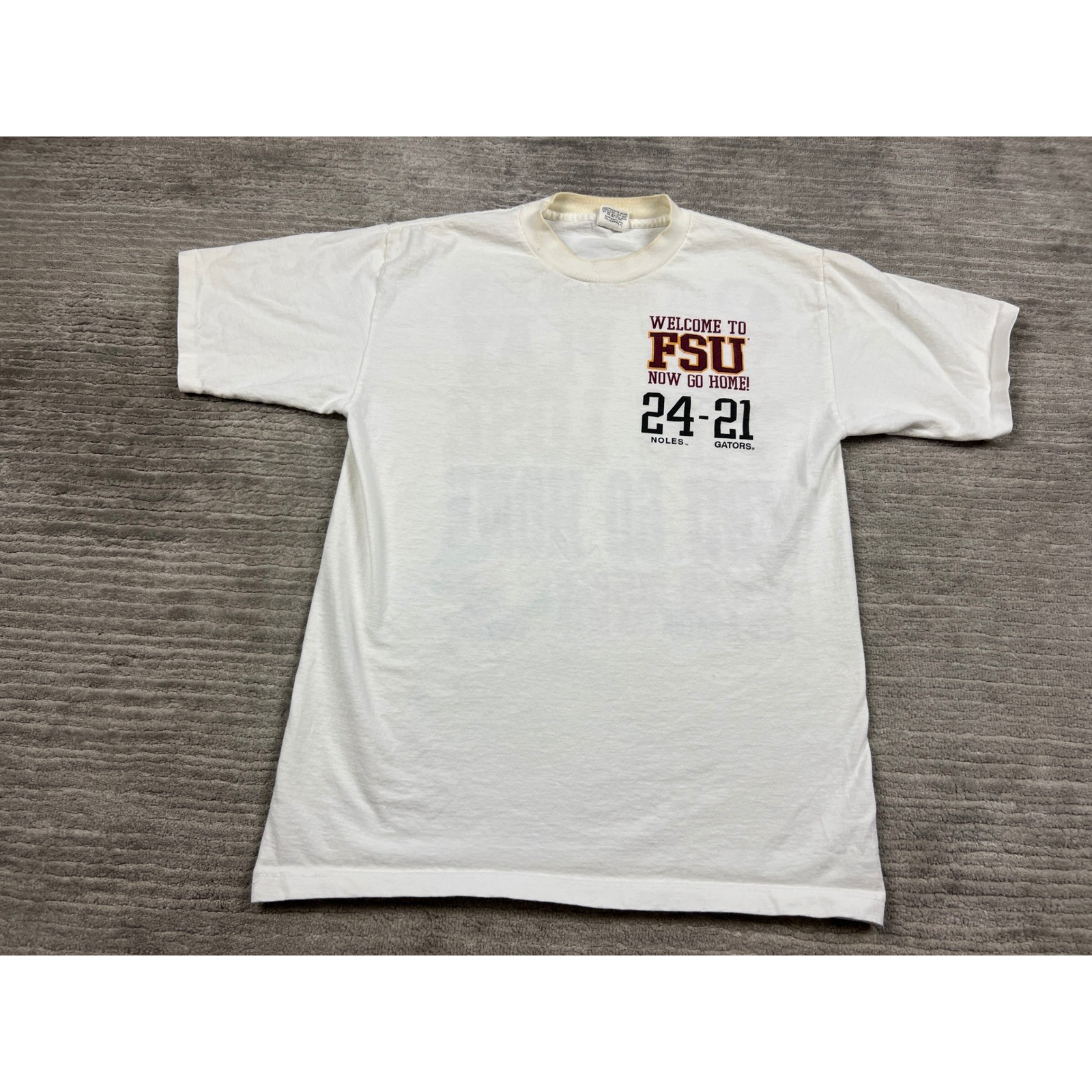 Ruppshirts T-Shirt Mens M White FSU Seminoles 24-21 Gator Rivalry Single Stitch