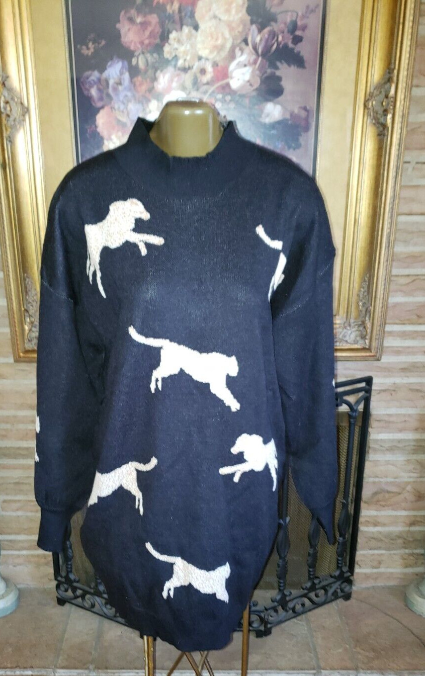 NWT Entro Sweater Dress Stay Fierce Black Cheetah Leopard Graphic size L No belt